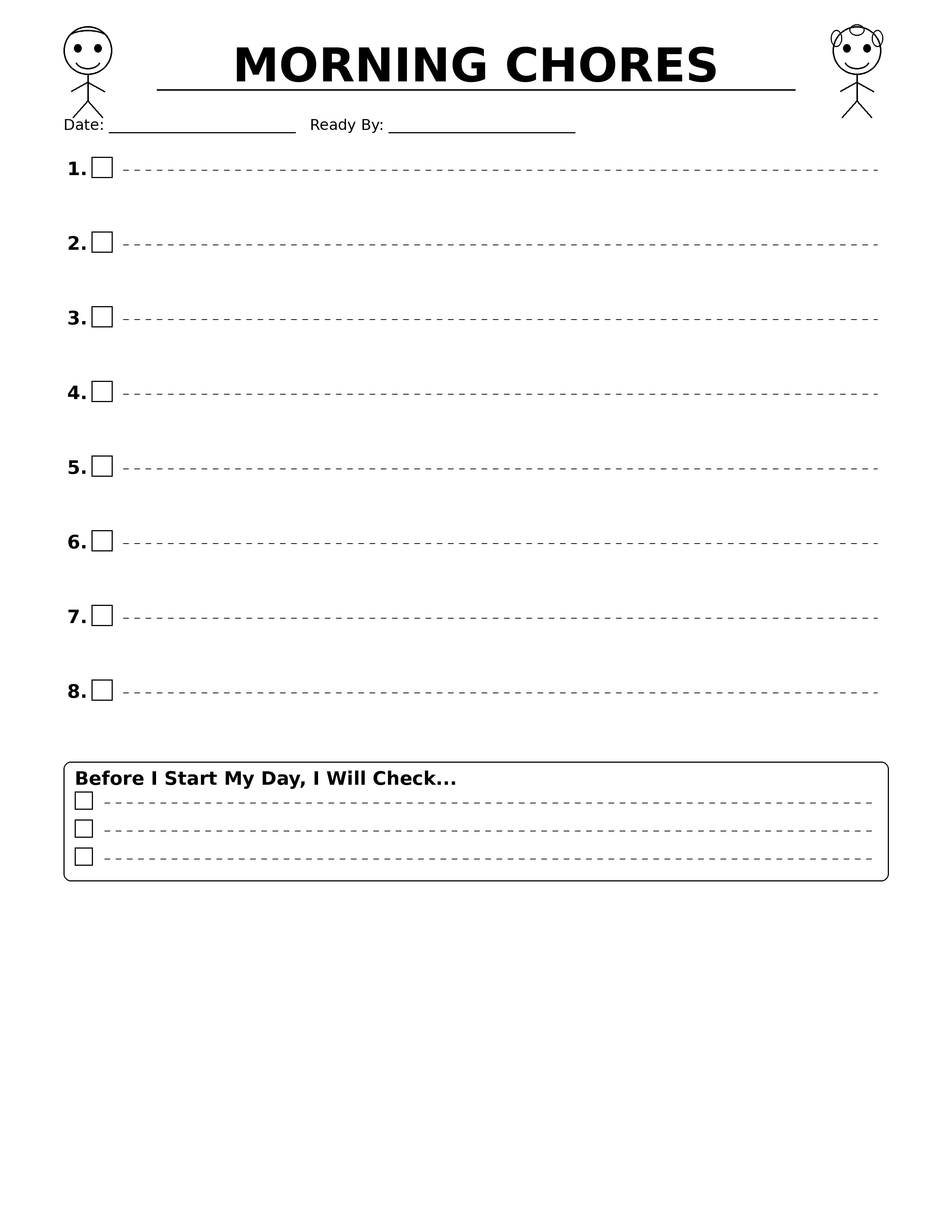 Kids Chore Planner - MORNING CHORES