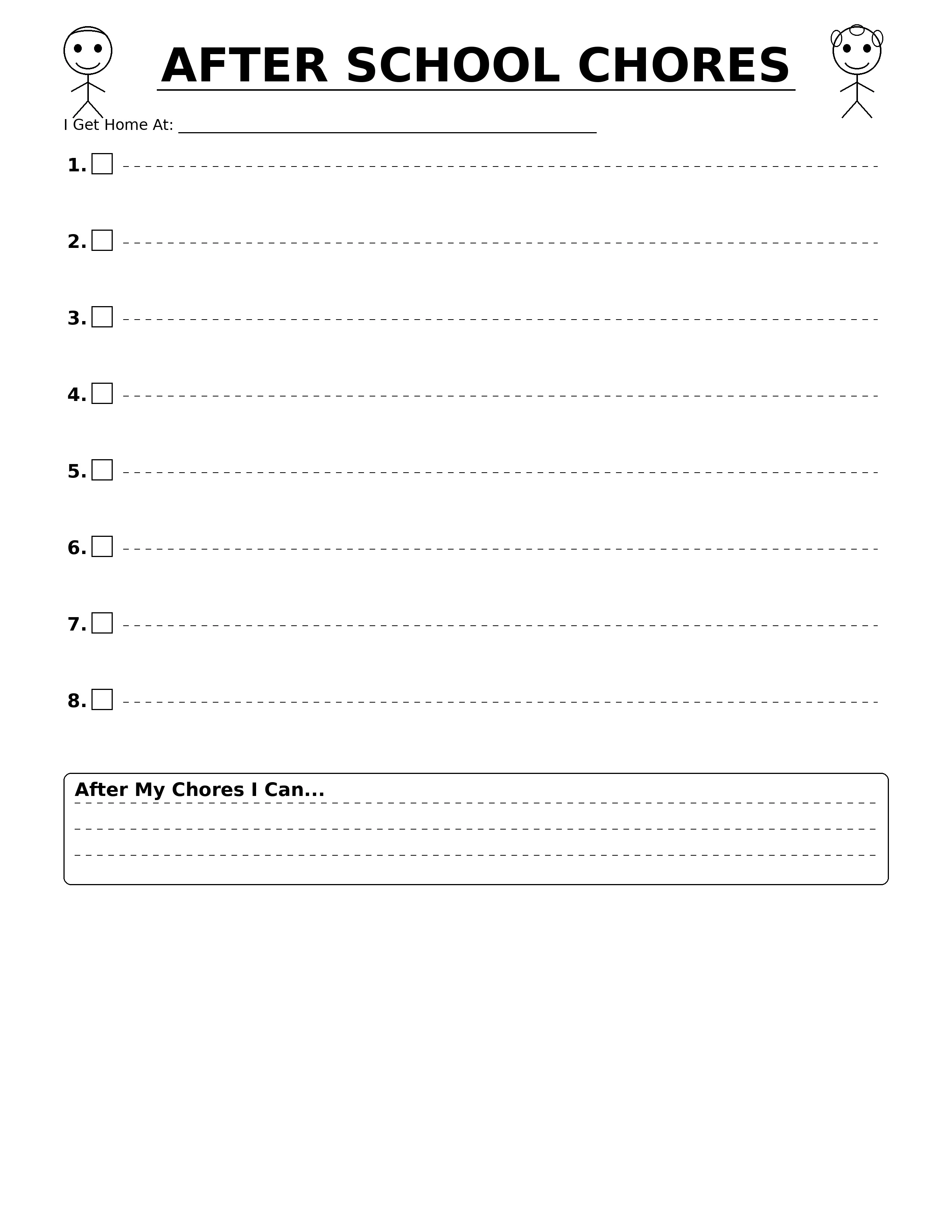Kids Chore Planner - AFTER SCHOOL CHORES