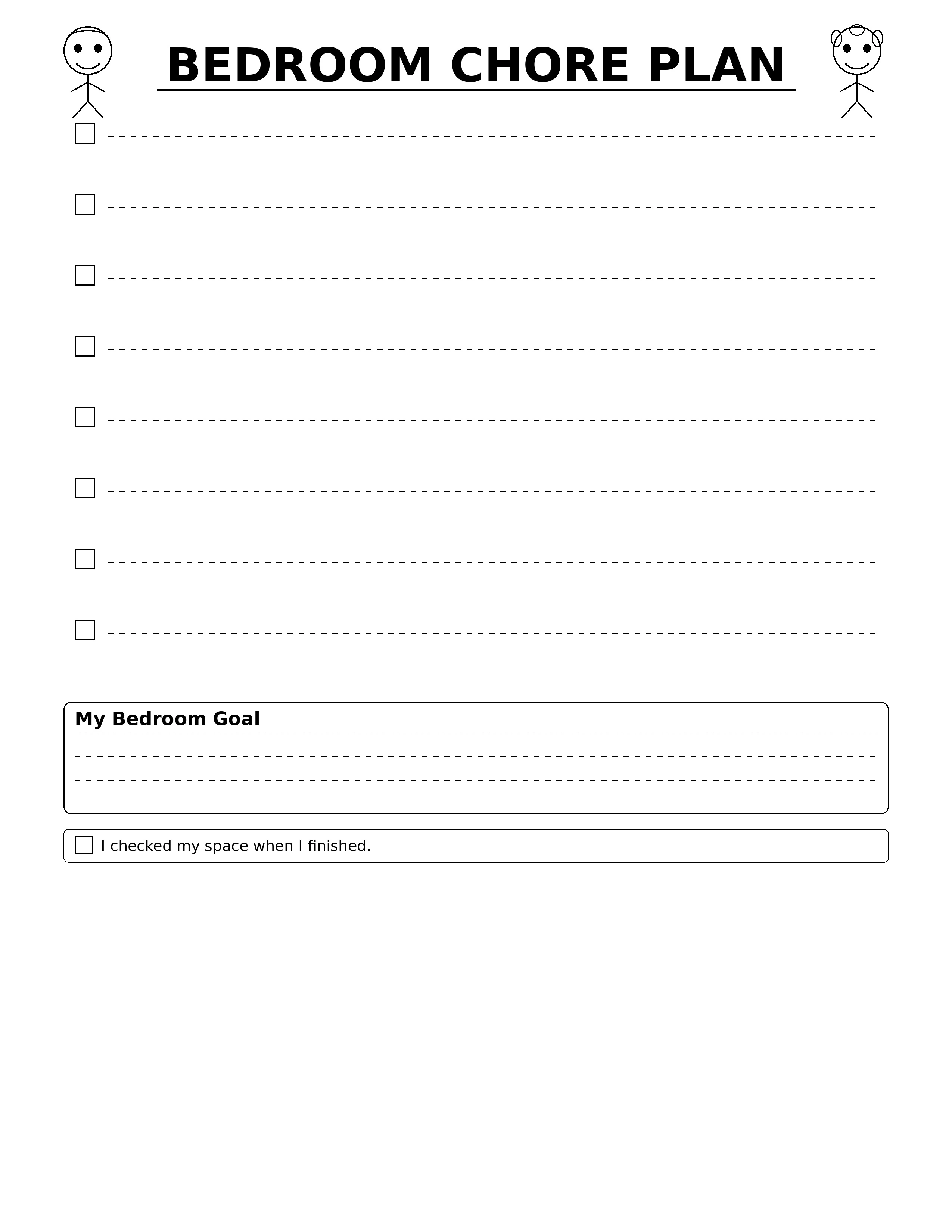 Kids Chore Planner - BEDROOM CHORE PLAN
