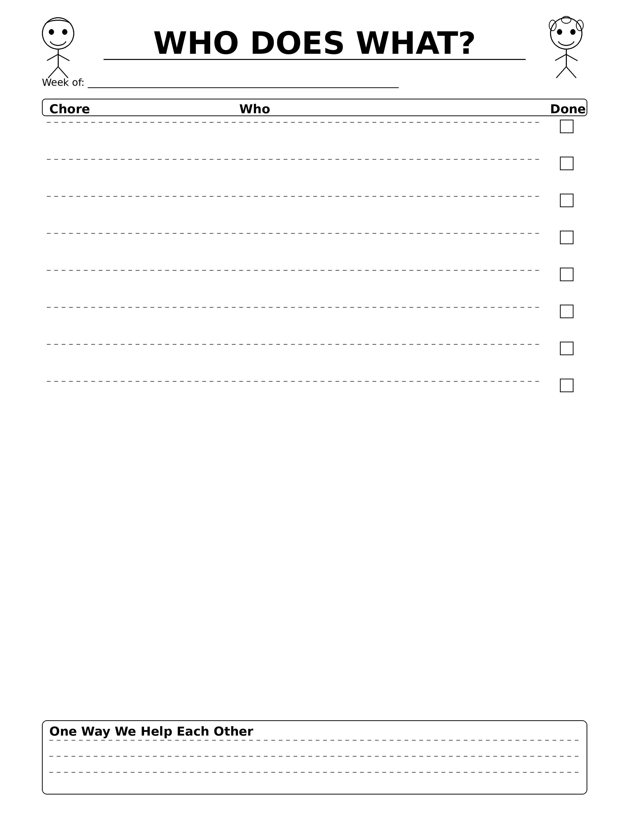 Kids Chore Planner - WHO DOES WHAT?