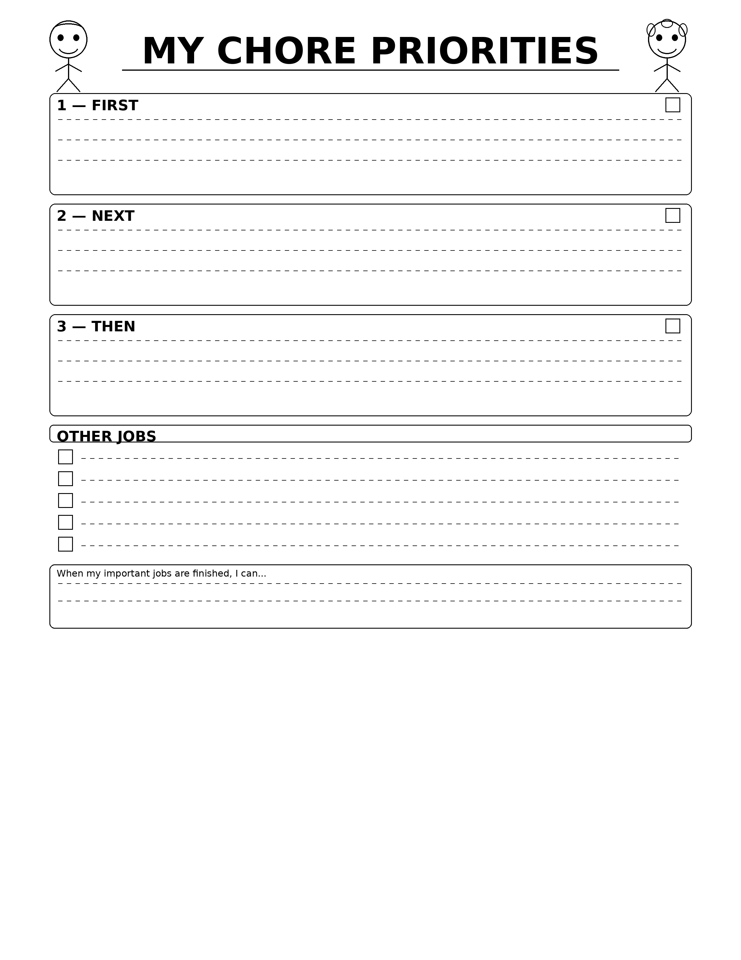 Kids Chore Planner - MY CHORE PRIORITIES