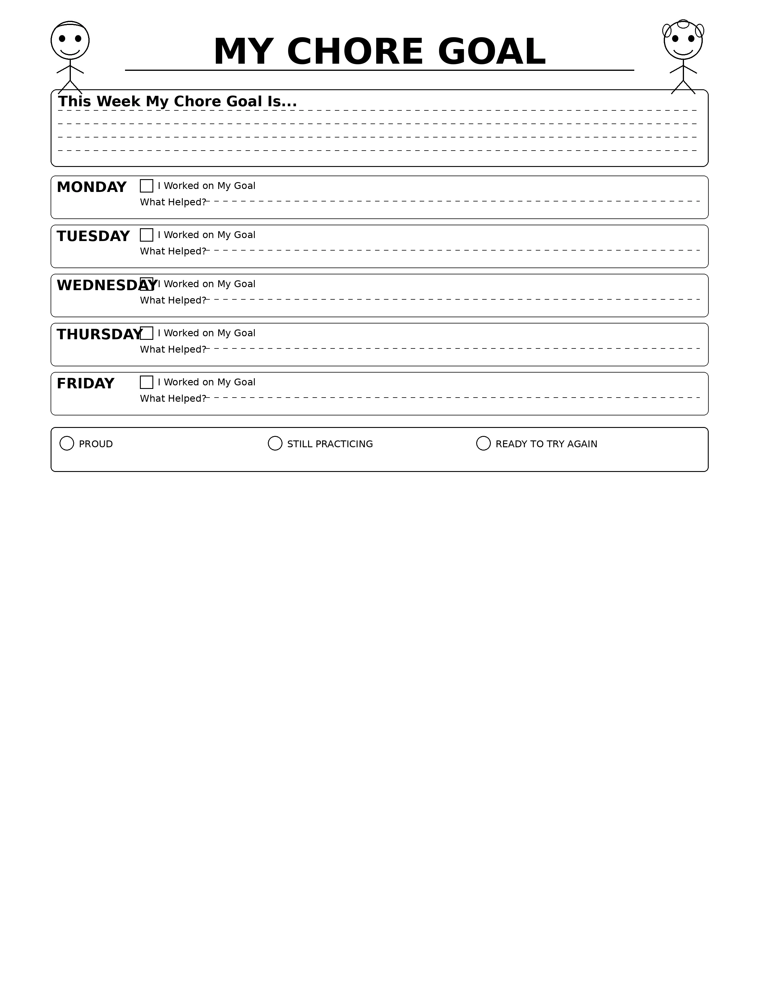 Kids Chore Planner - MY CHORE GOAL