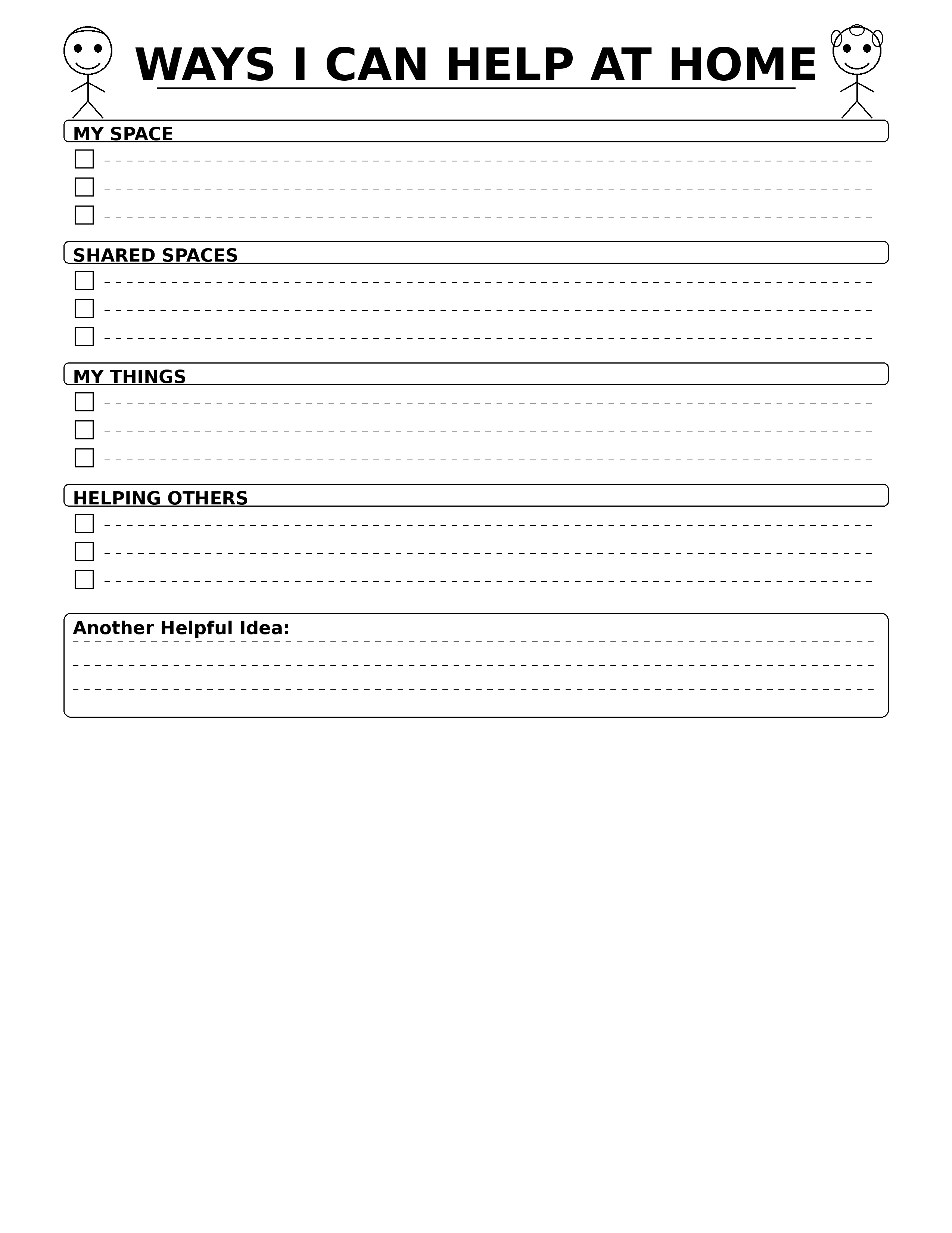 Kids Chore Planner - WAYS I CAN HELP AT HOME