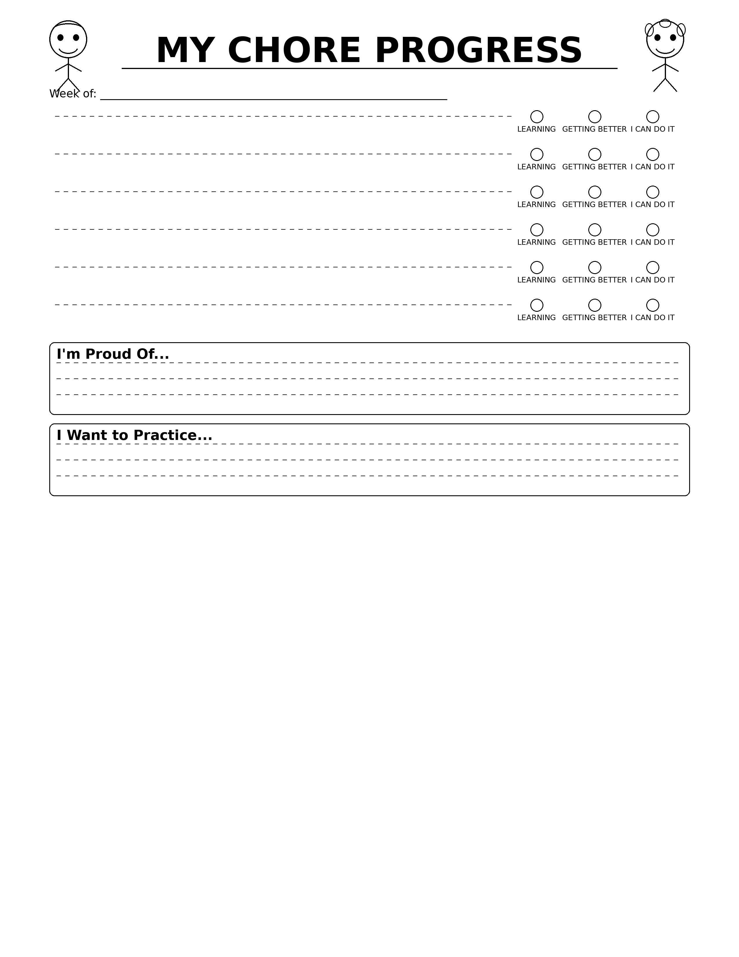 Kids Chore Planner - MY CHORE PROGRESS