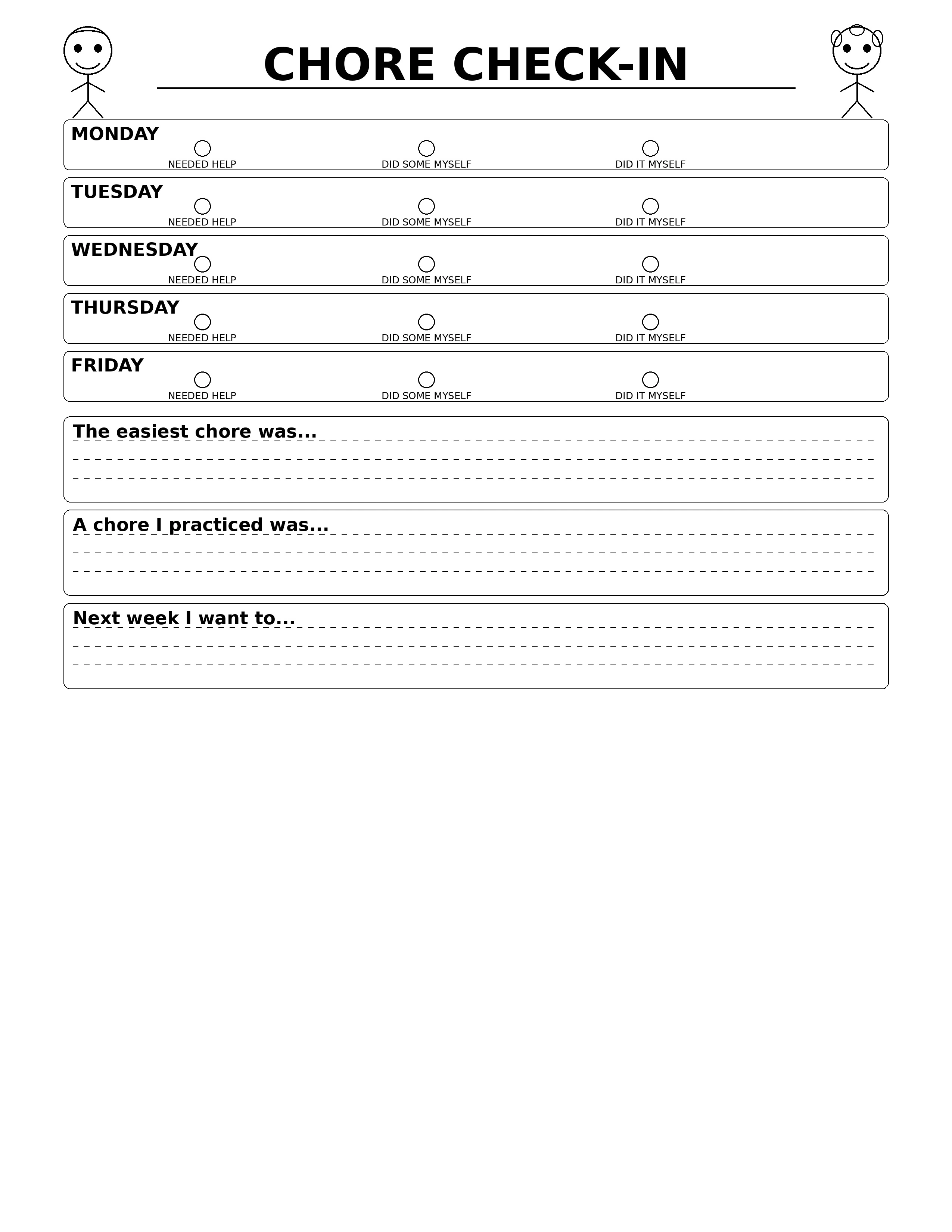 Kids Chore Planner - CHORE CHECK-IN