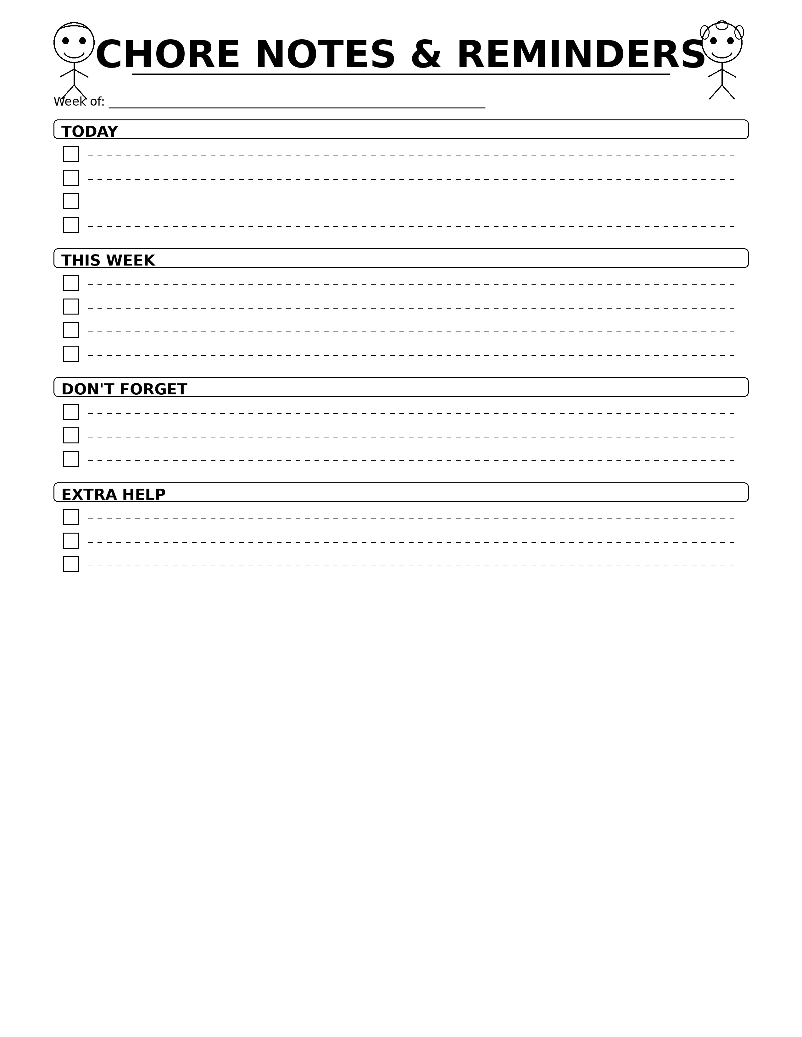 Kids Chore Planner - CHORE NOTES & REMINDERS