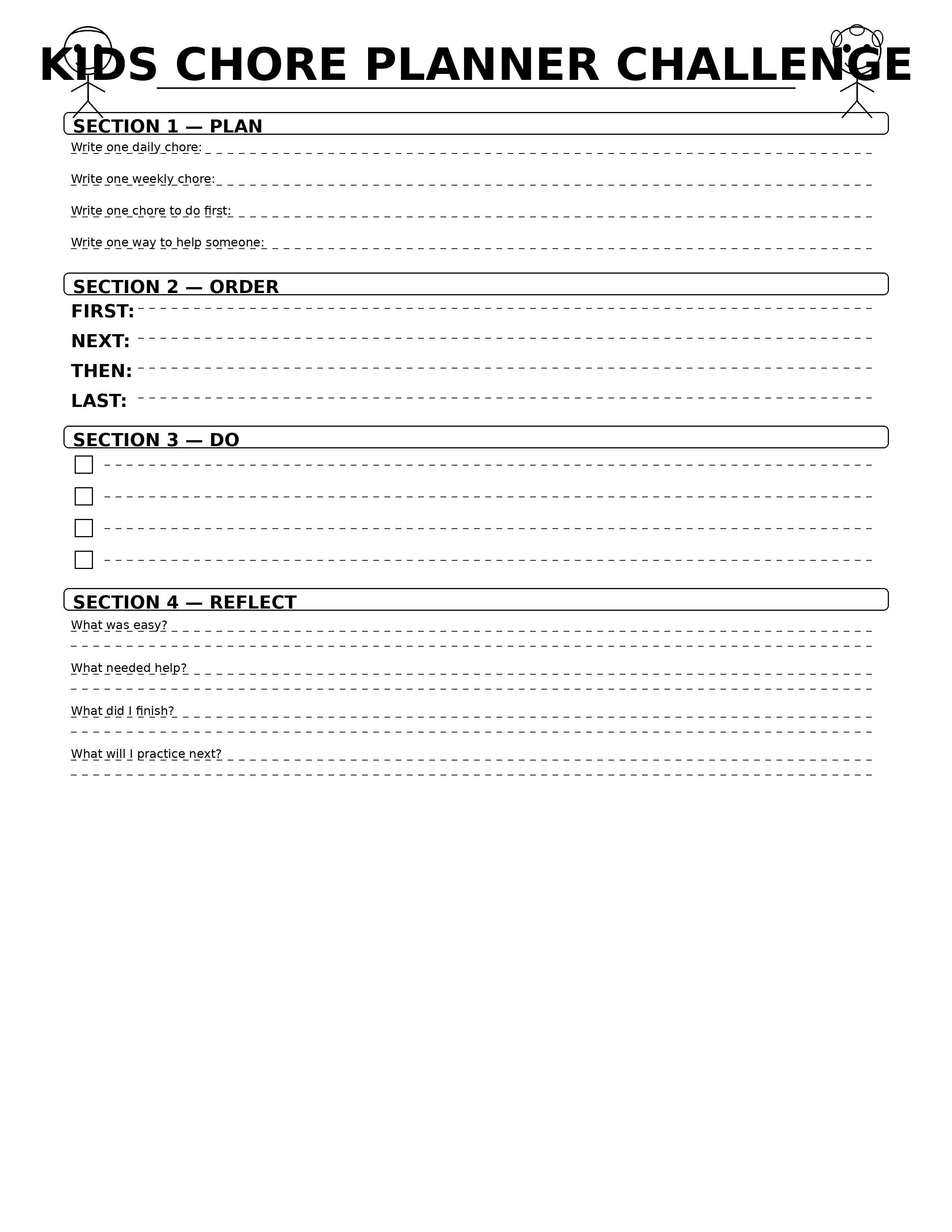Kids Chore Planner - KIDS CHORE PLANNER CHALLENGE