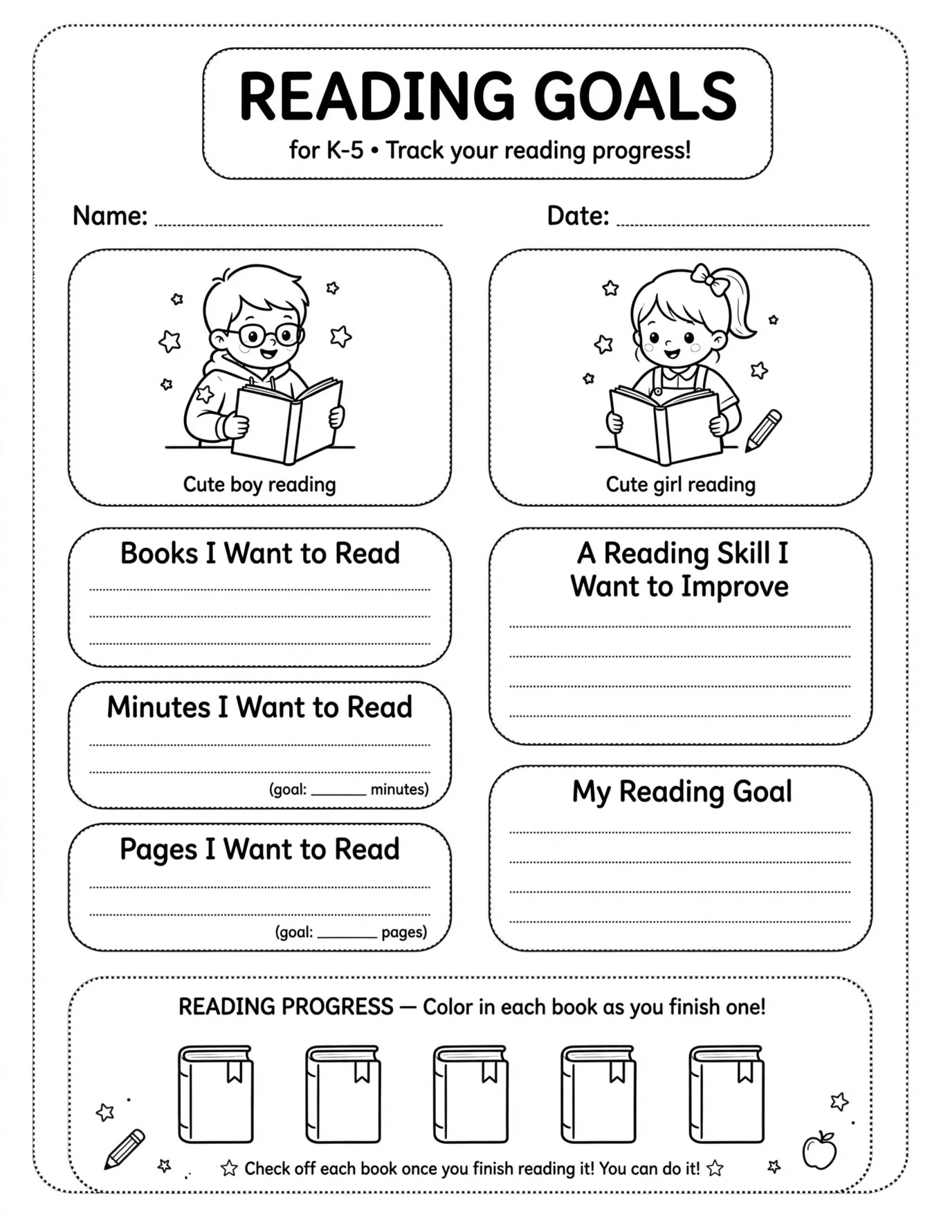 Kids Habit Tracker - READING GOALS