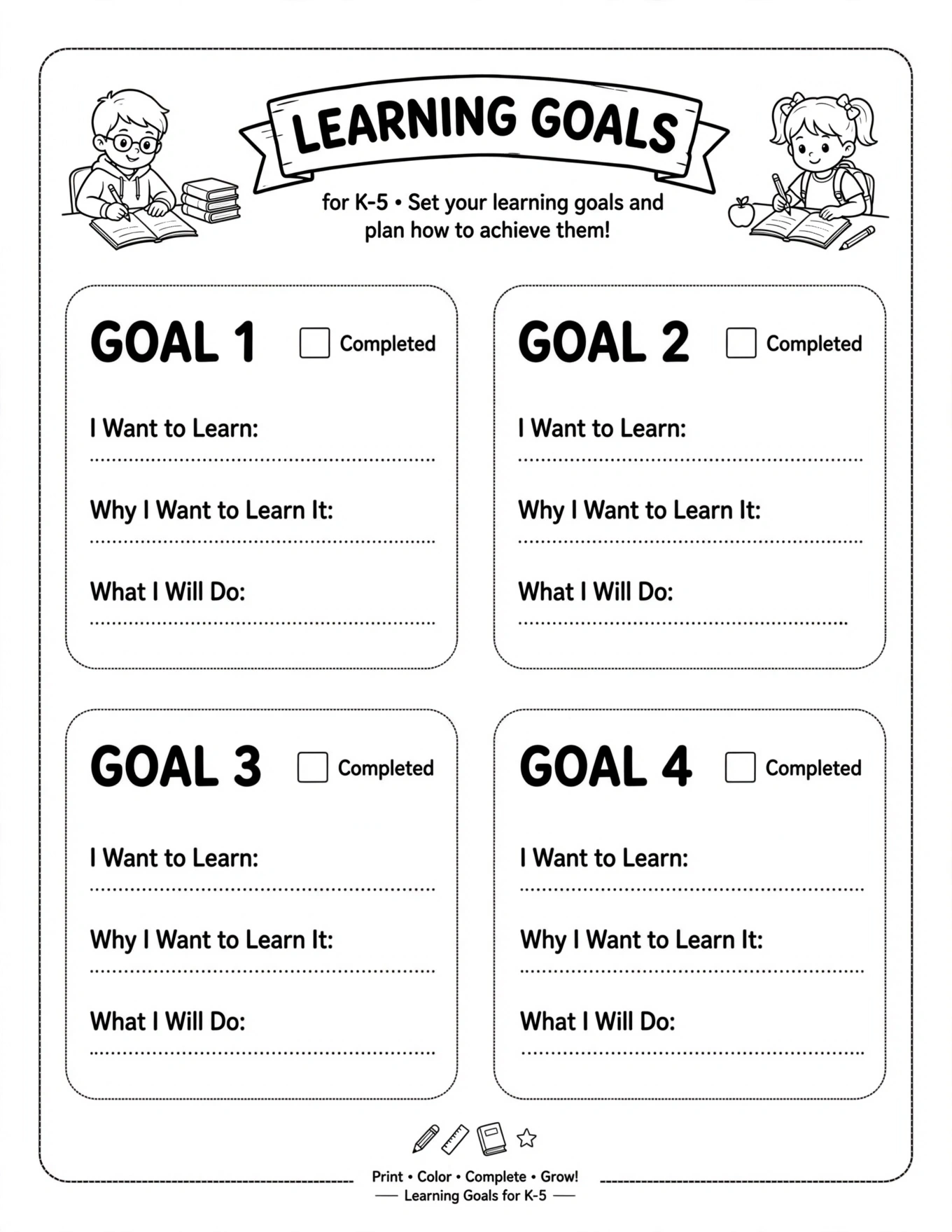 Kids Habit Tracker - LEARNING GOALS