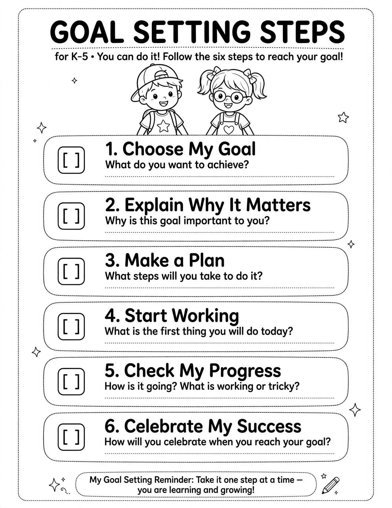 Kids Habit Tracker - GOAL SETTING STEPS