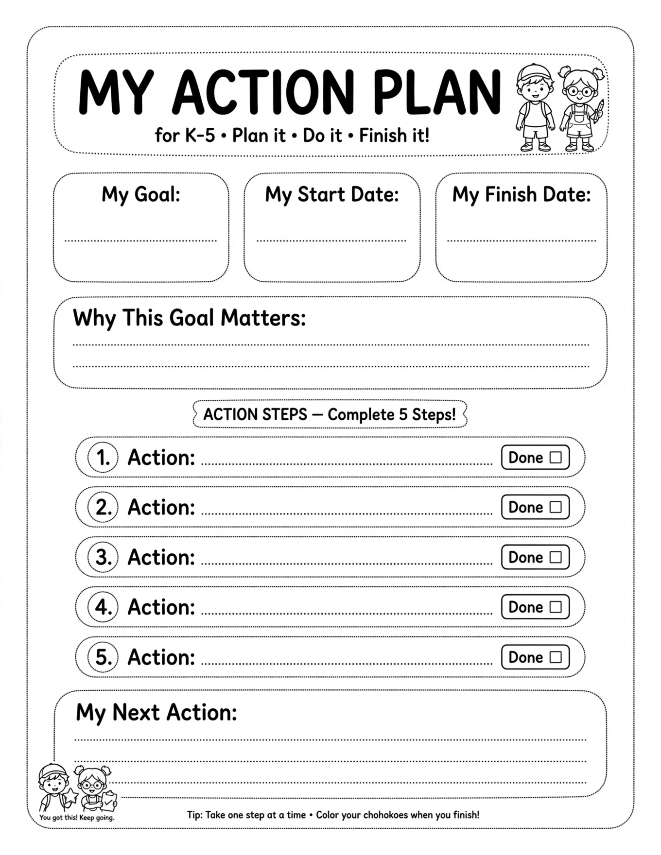 Kids Habit Tracker - MY ACTION PLAN