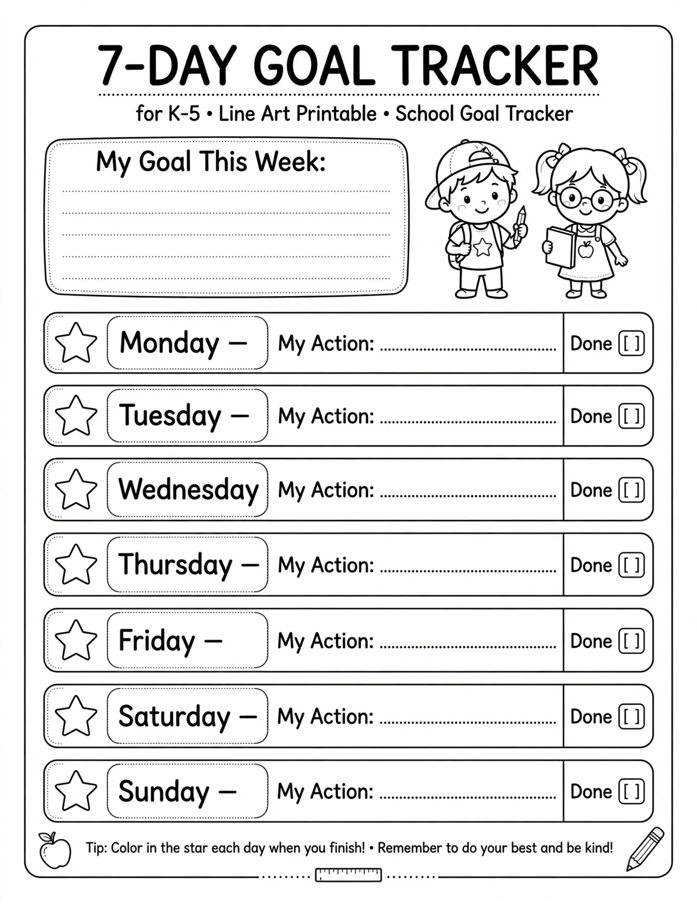 Kids Habit Tracker - GOAL CHECKLIST