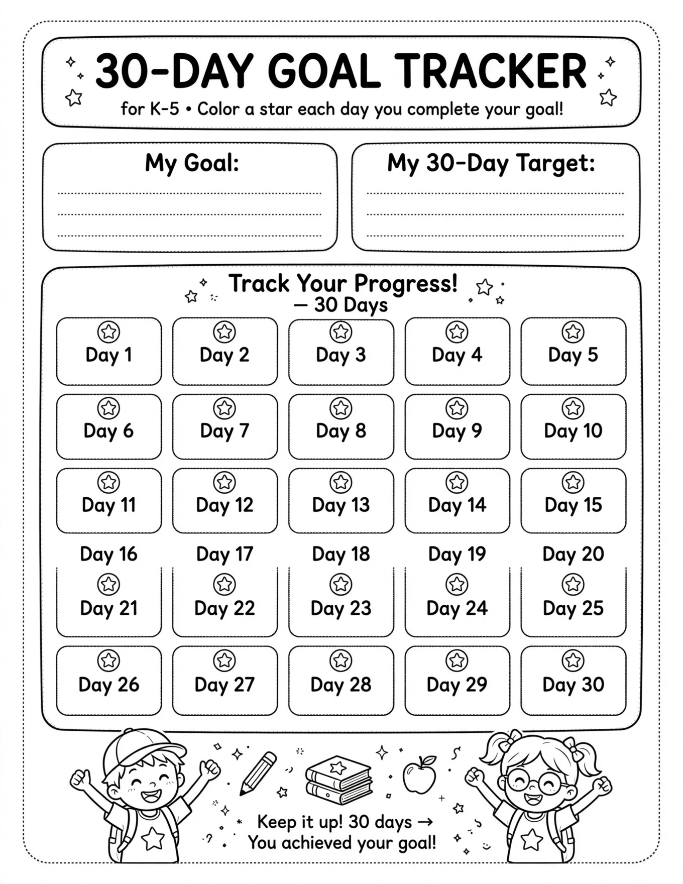 Kids Habit Tracker - DAILY GOAL TRACKER