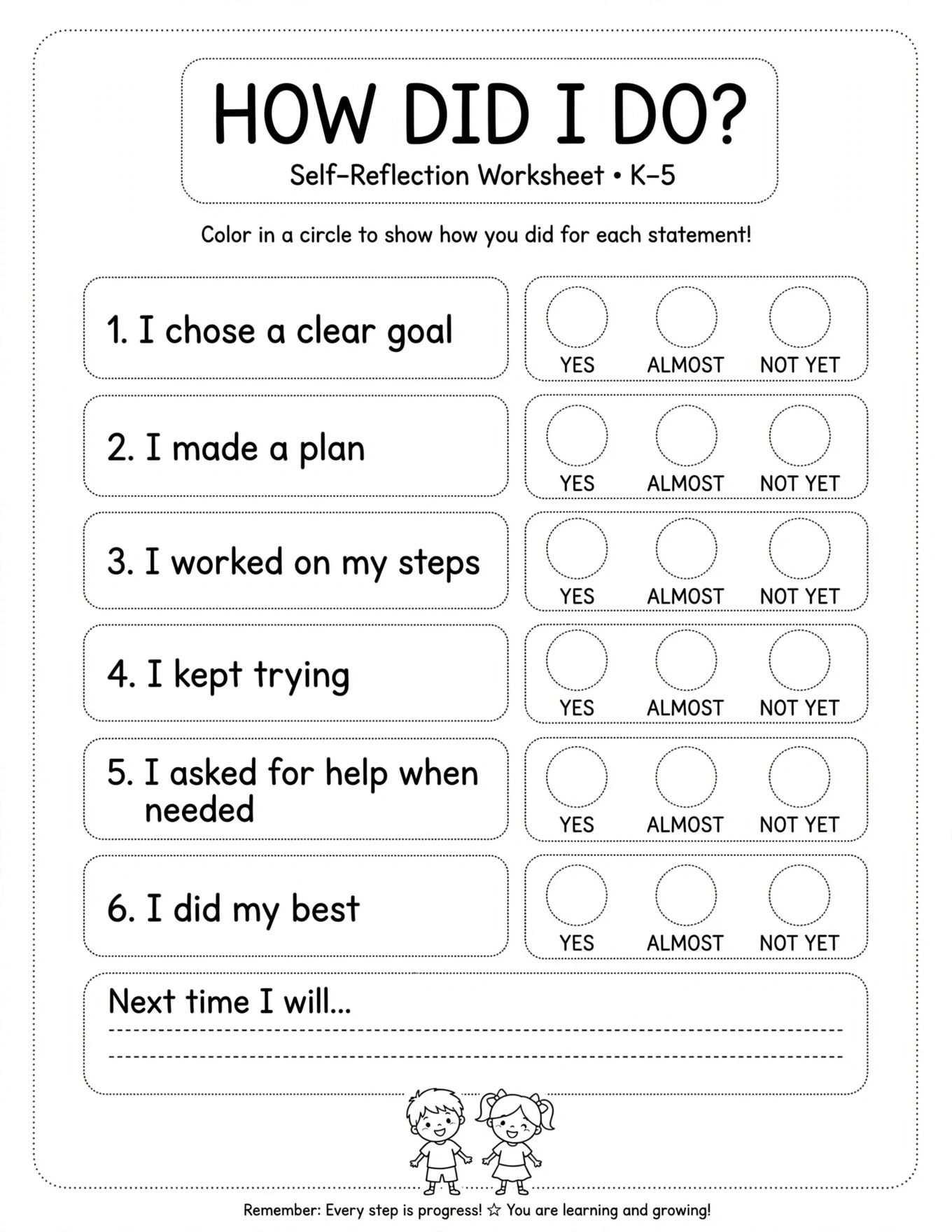 Kids Habit Tracker - MY GOAL REFLECTION