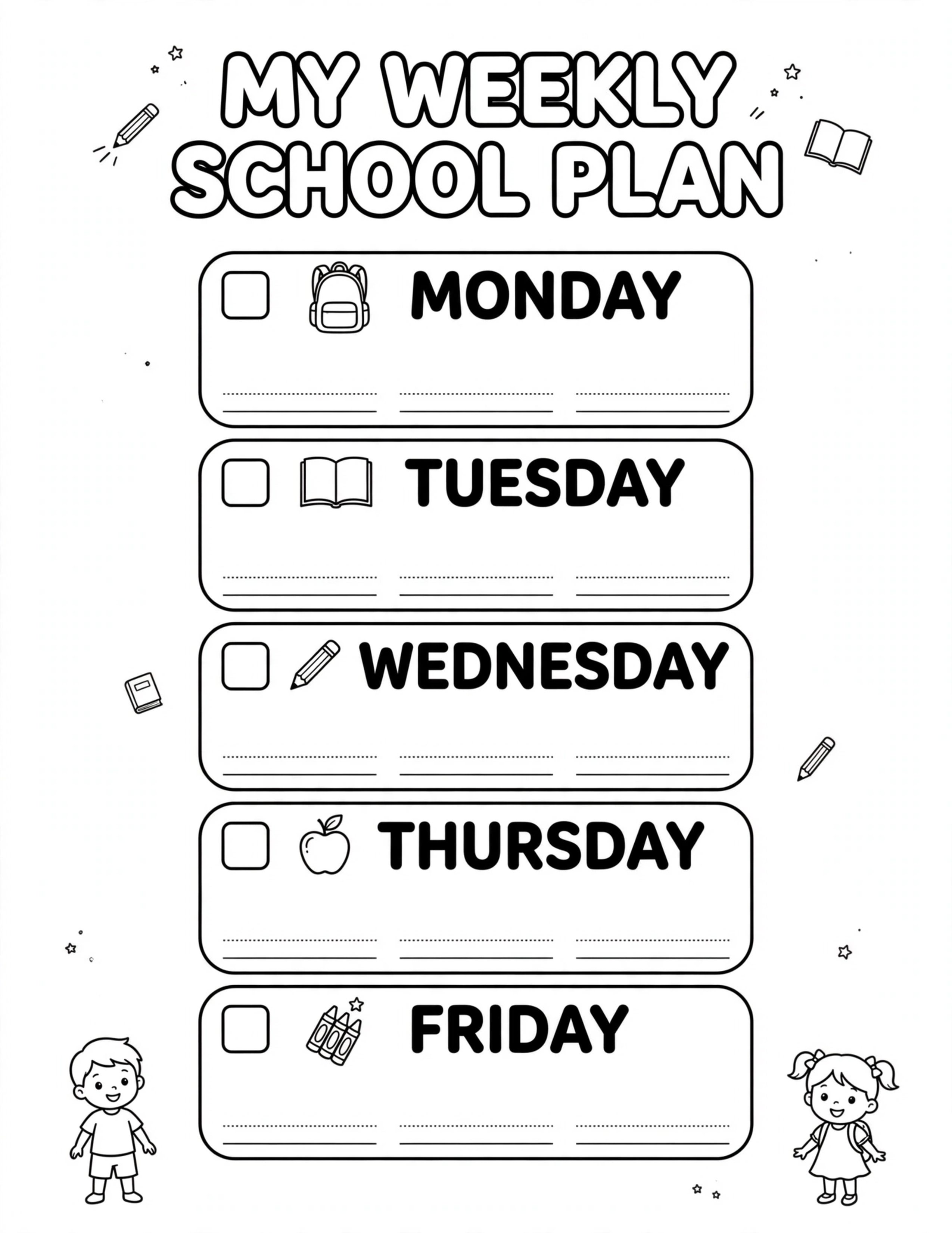 MY WEEKLY SCHOOL PLAN