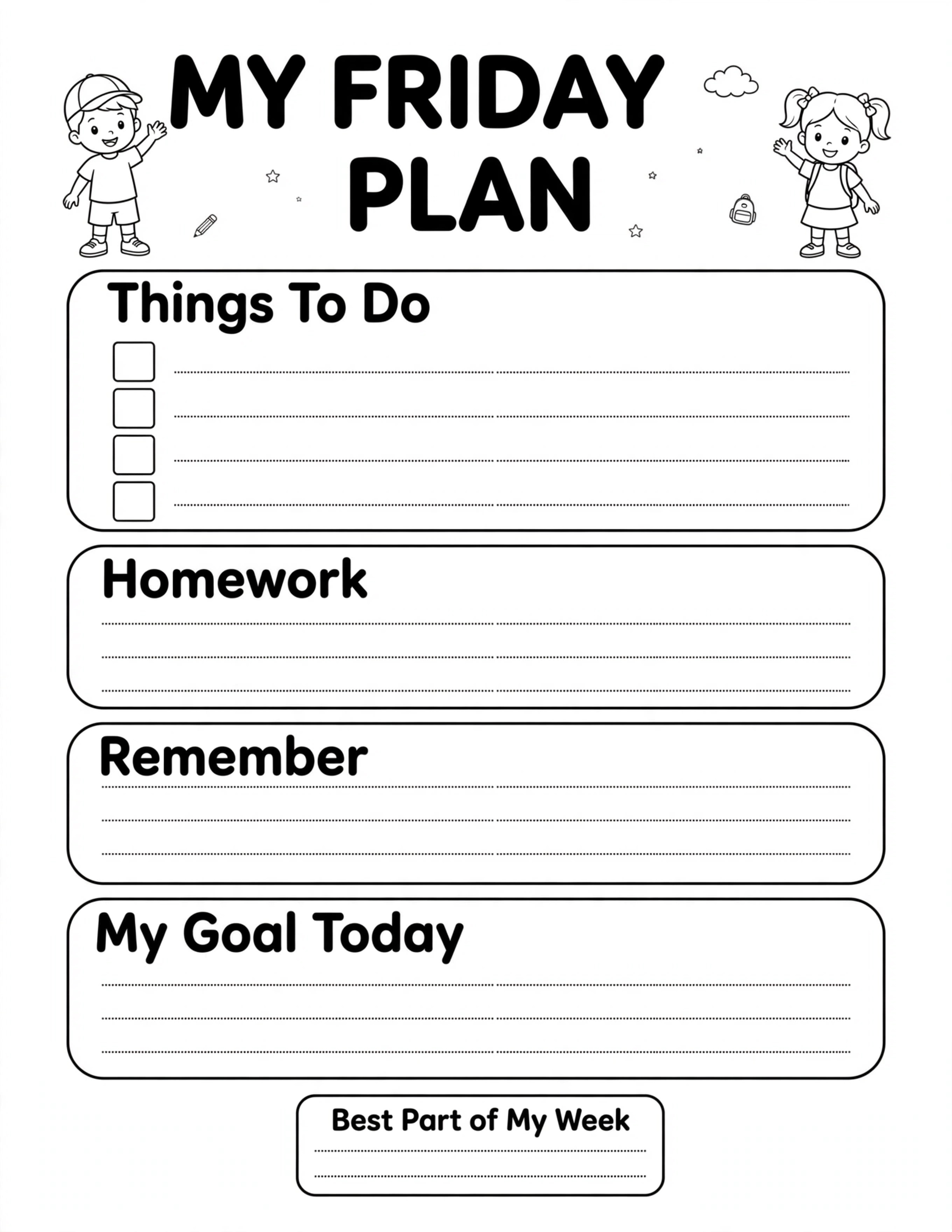 KIDS SCHOOL MY FRIDAY PLAN