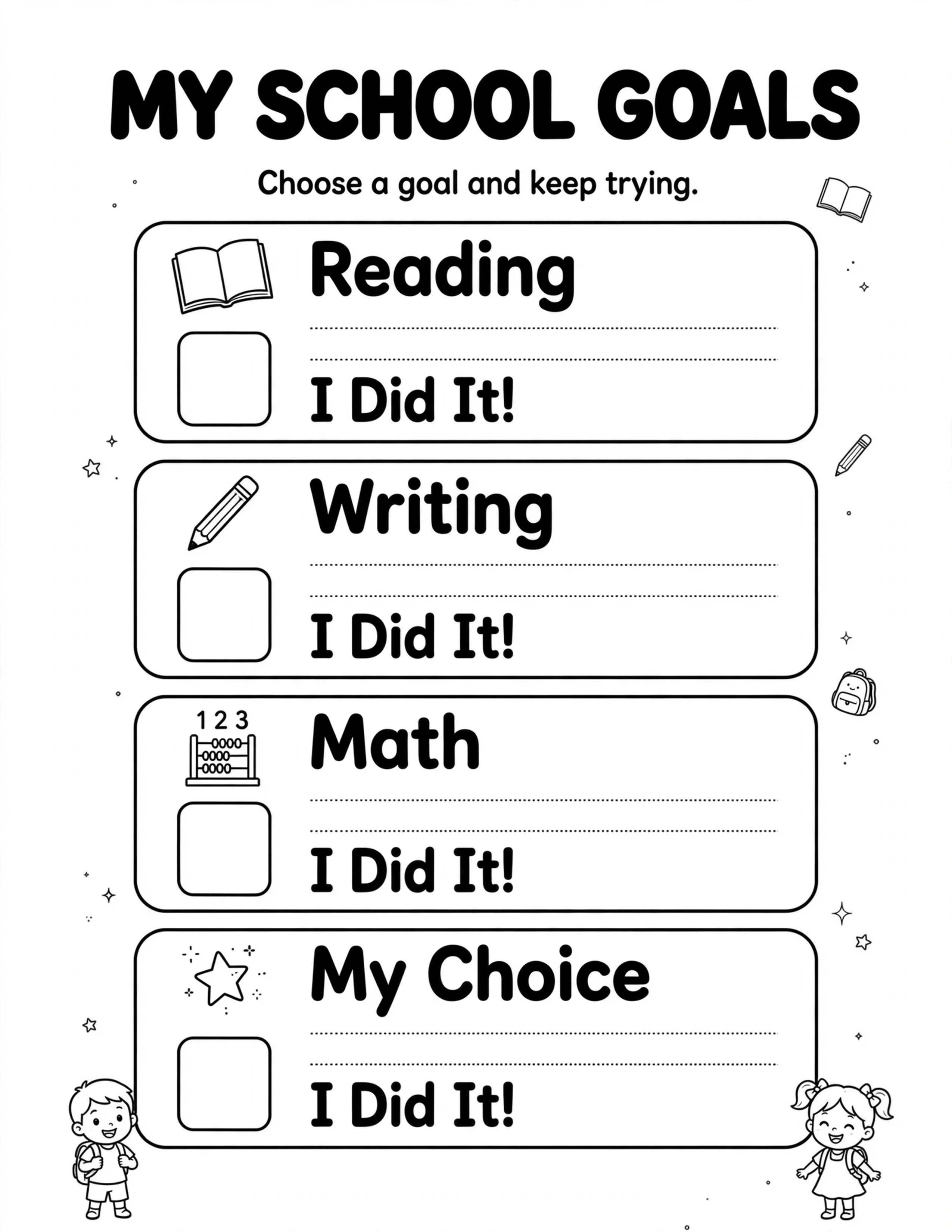 KIDS SCHOOL MY SCHOOL GOALS