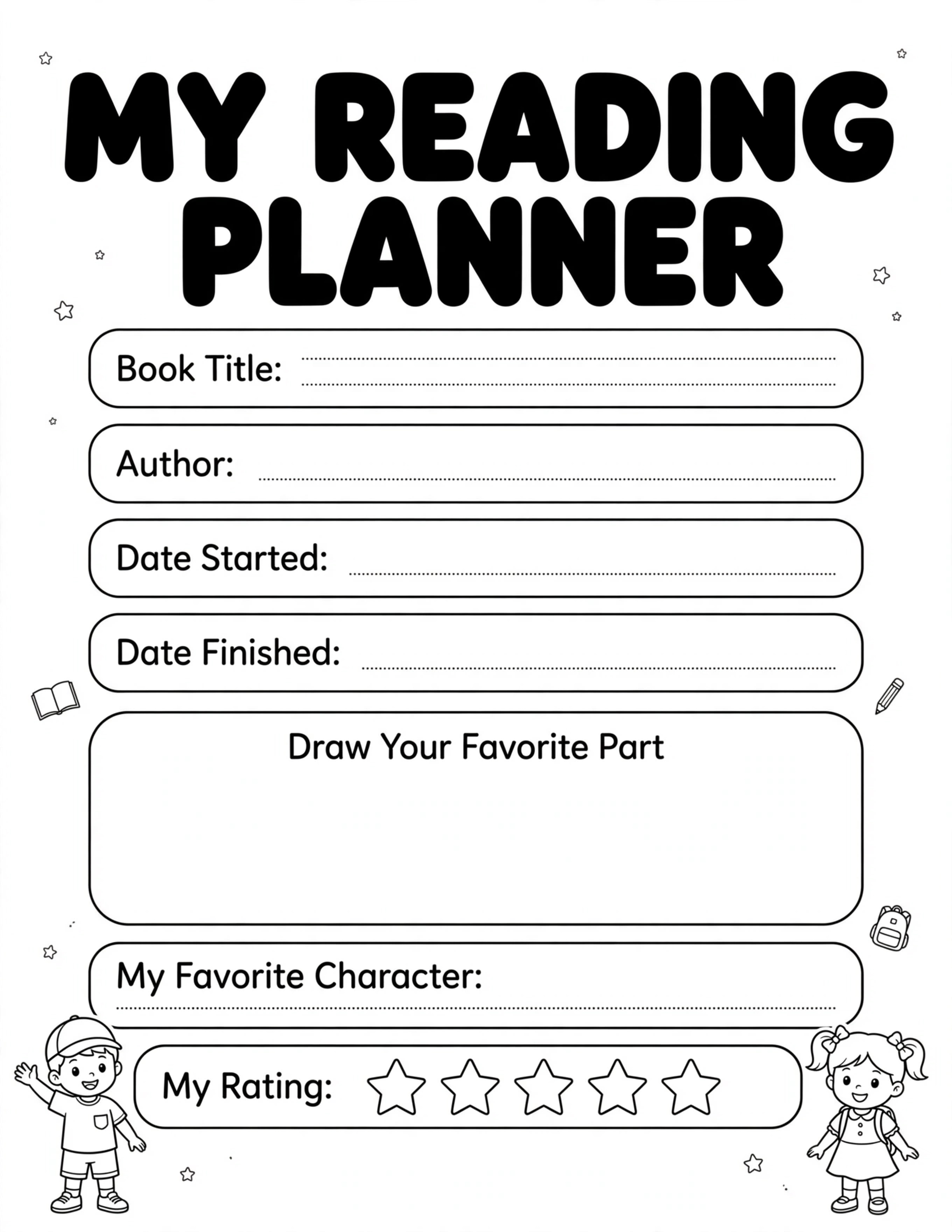 KIDS SCHOOL MY READING PLANNER