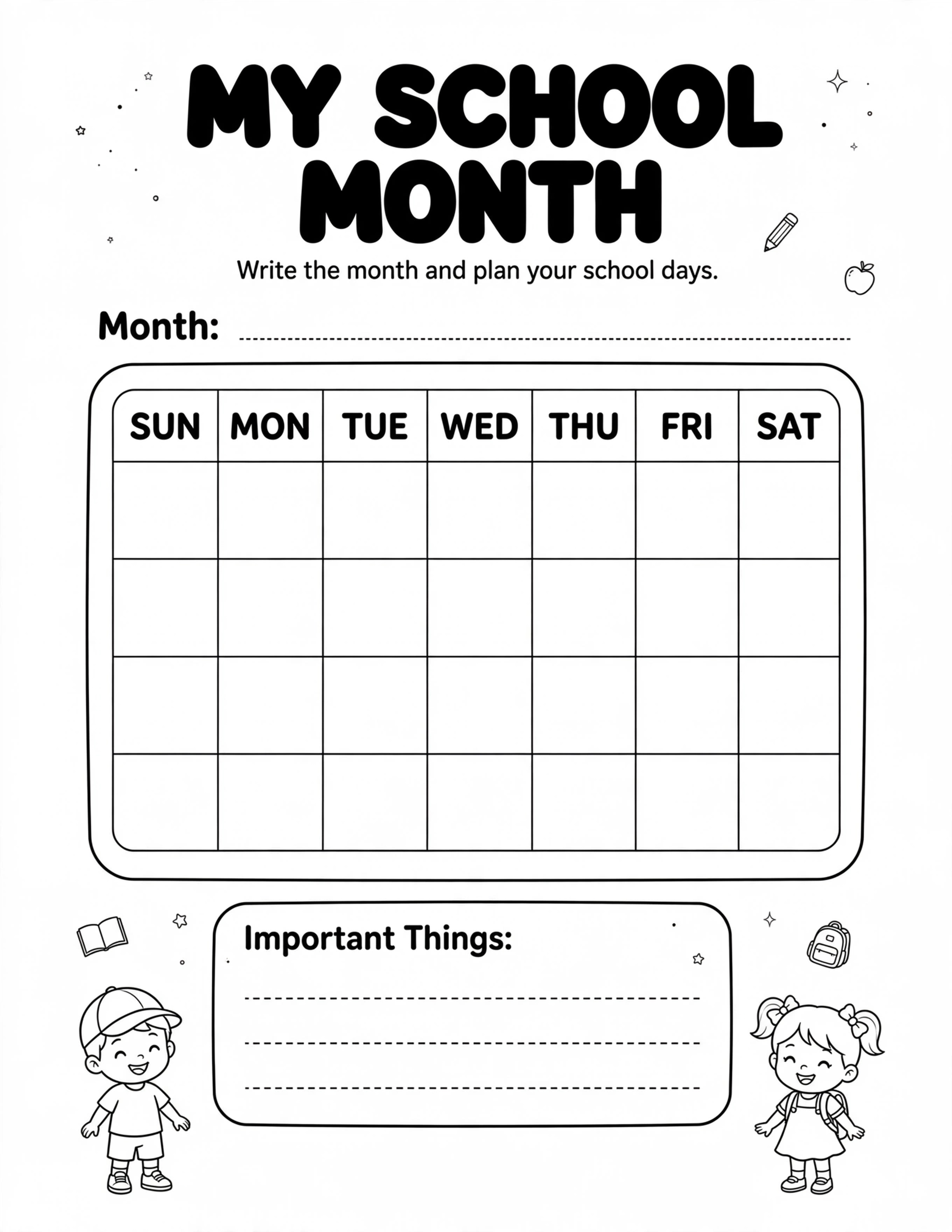 KIDS SCHOOL MY SCHOOL MONTH