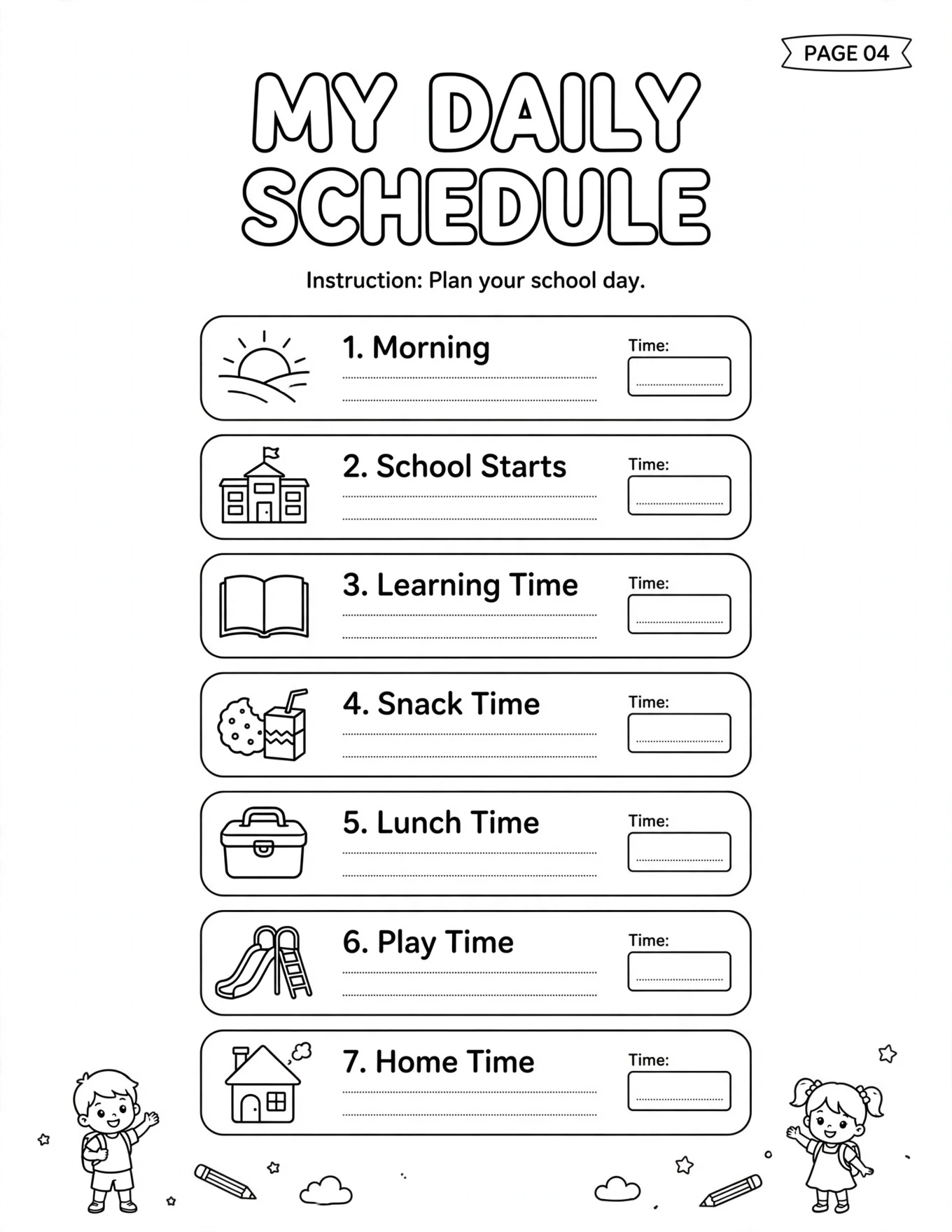 MY DAILY SCHEDULE