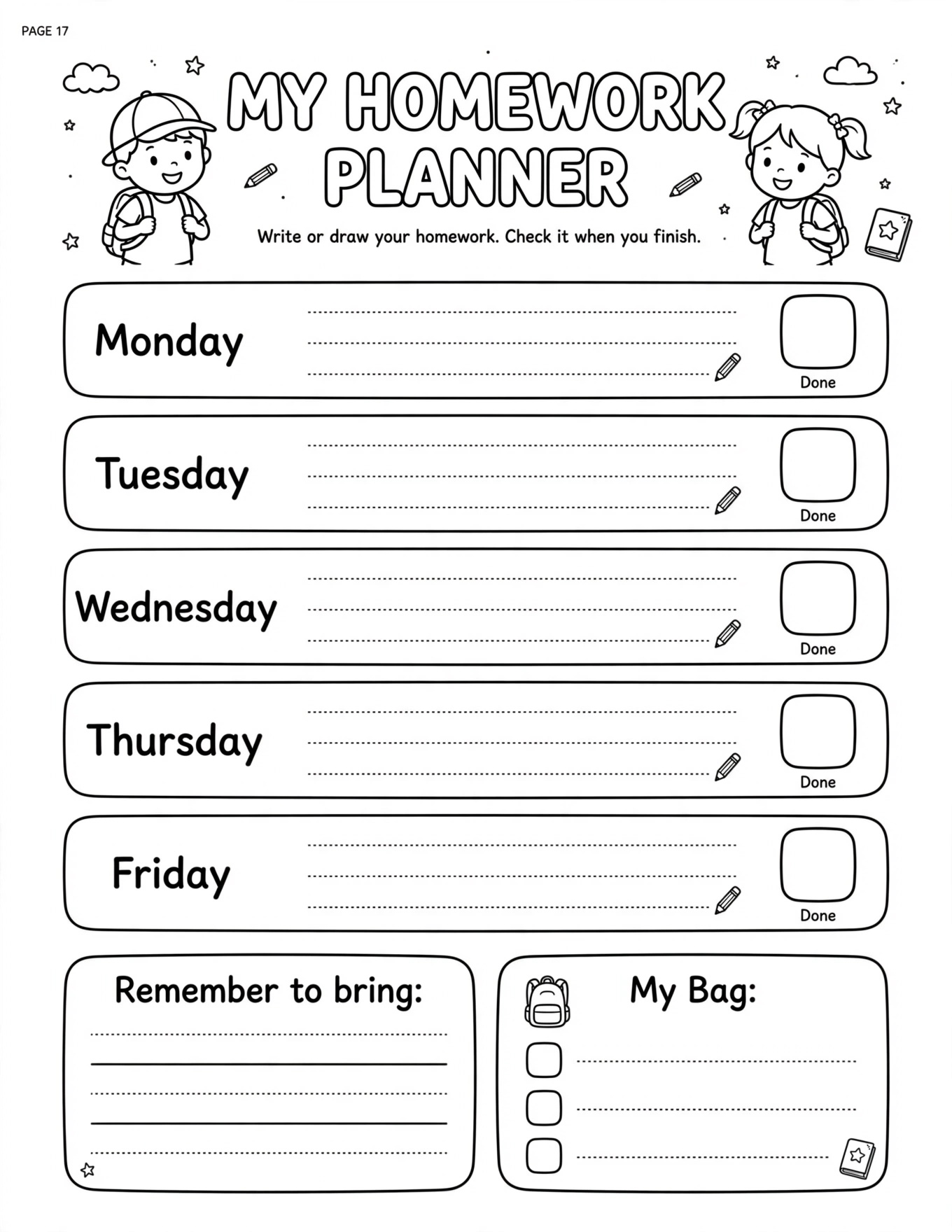 MY HOMEWORK PLANNER