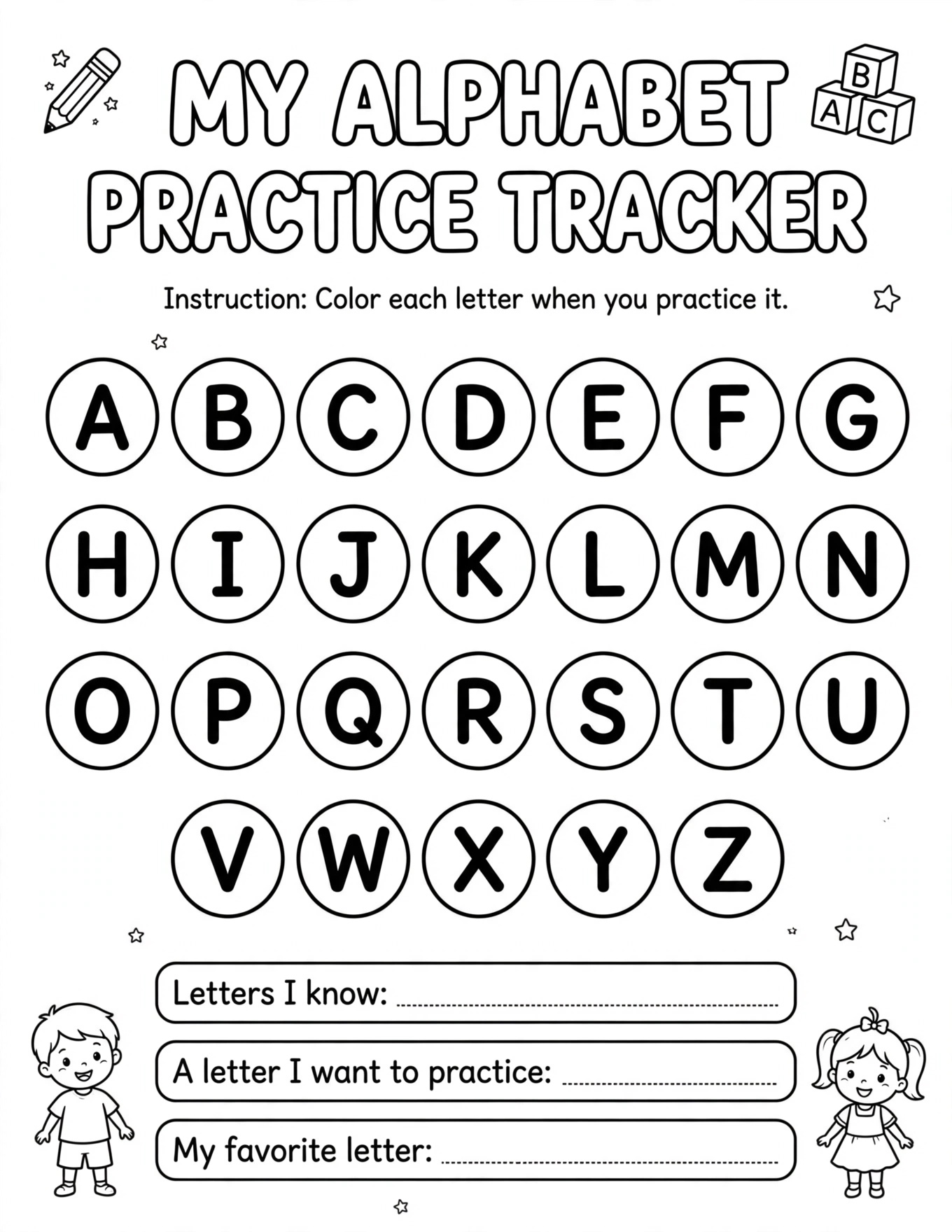 MY ALPHABET PRACTICE TRACKER
