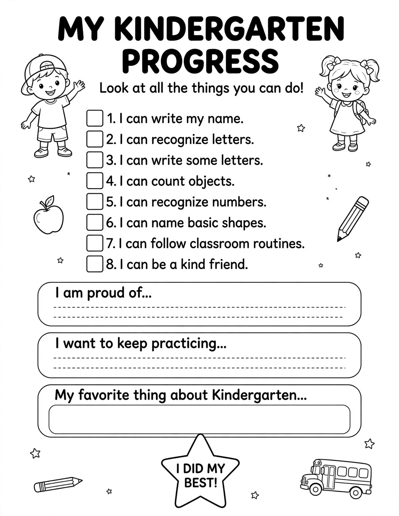 MY KINDERGARTEN PROGRESS