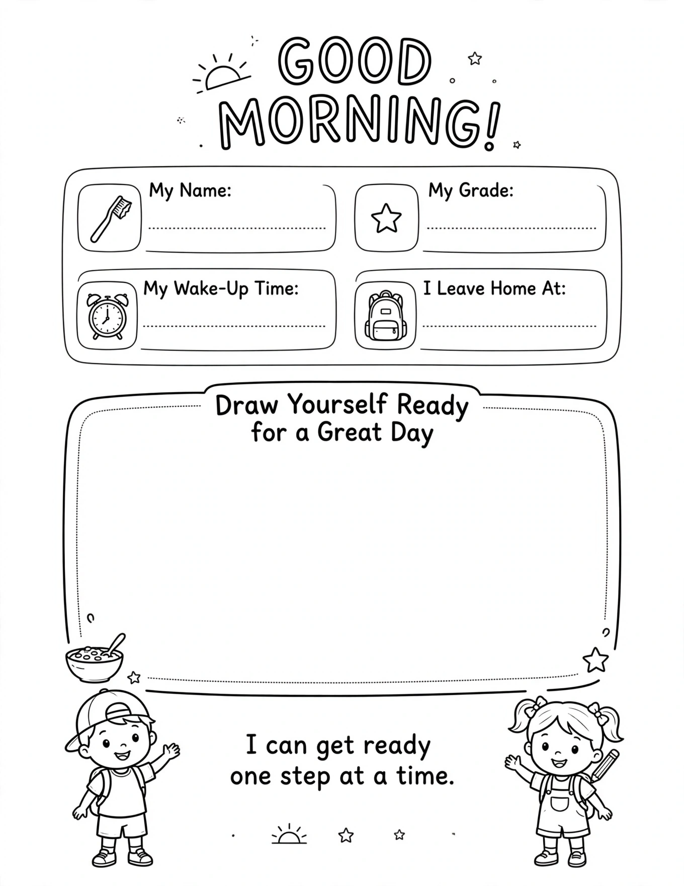 Morning Routine Planner For Kids - WHEN I WAKE UP