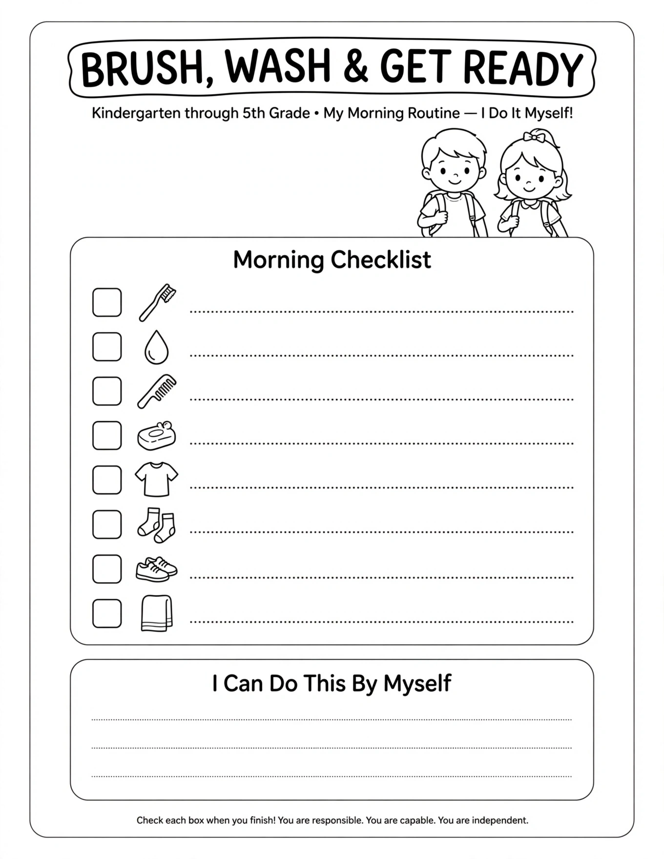 Morning Routine Planner For Kids - MY MORNING CHECKLIST