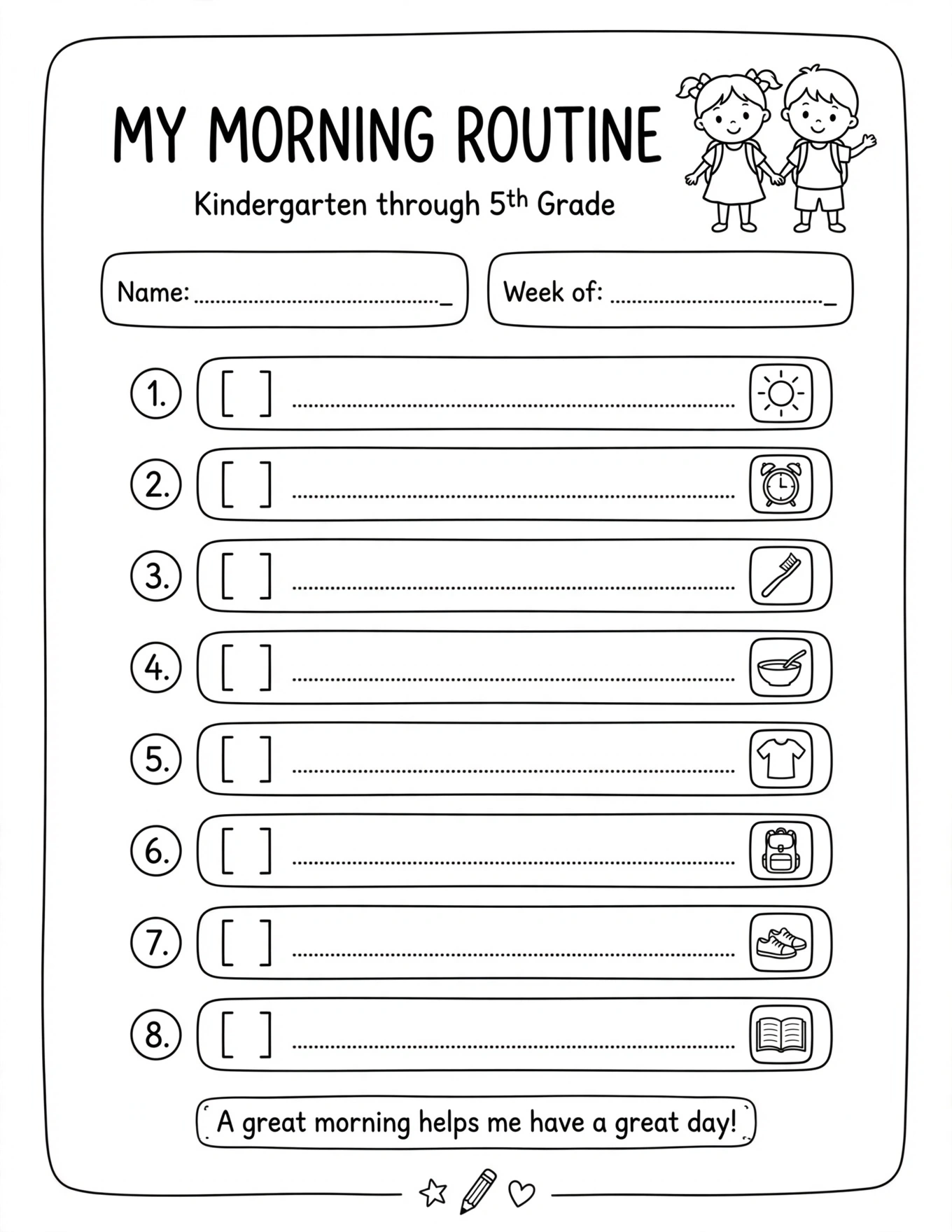 Morning Routine Planner For Kids - BREAKFAST PLAN