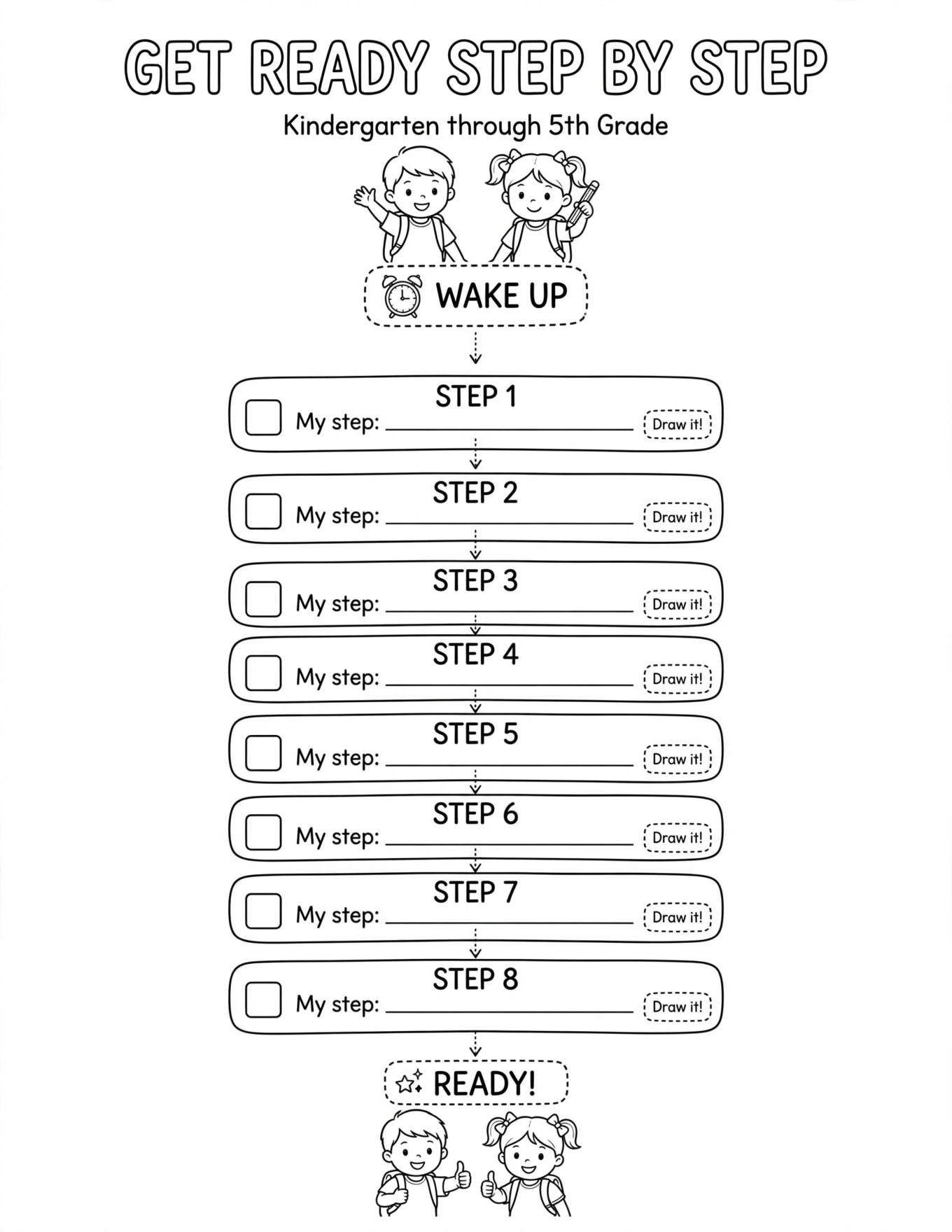Morning Routine Planner For Kids - PACK MY BACKPACK