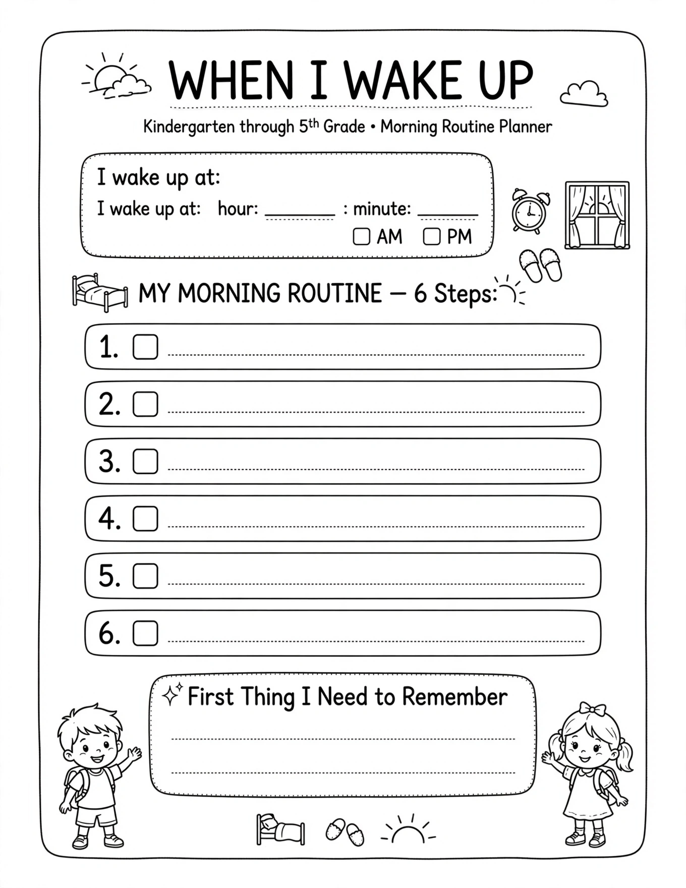 Morning Routine Planner For Kids - BEFORE I LEAVE HOME