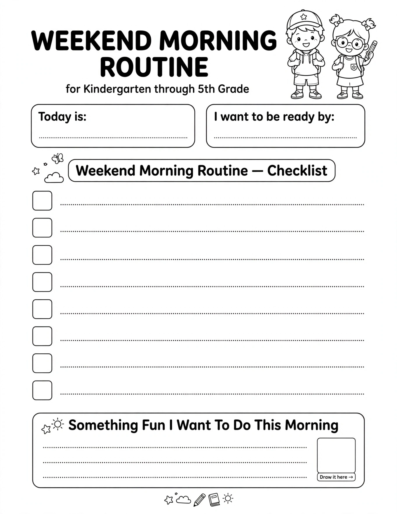 Morning Routine Planner For Kids - MY MORNING TIMELINE