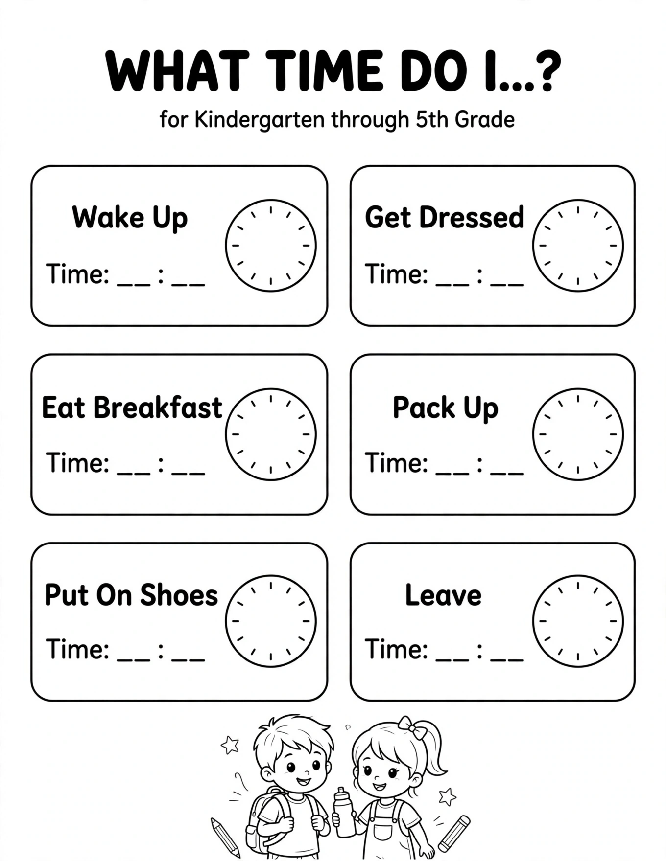 Morning Routine Planner For Kids - WHAT TIME DO I…?