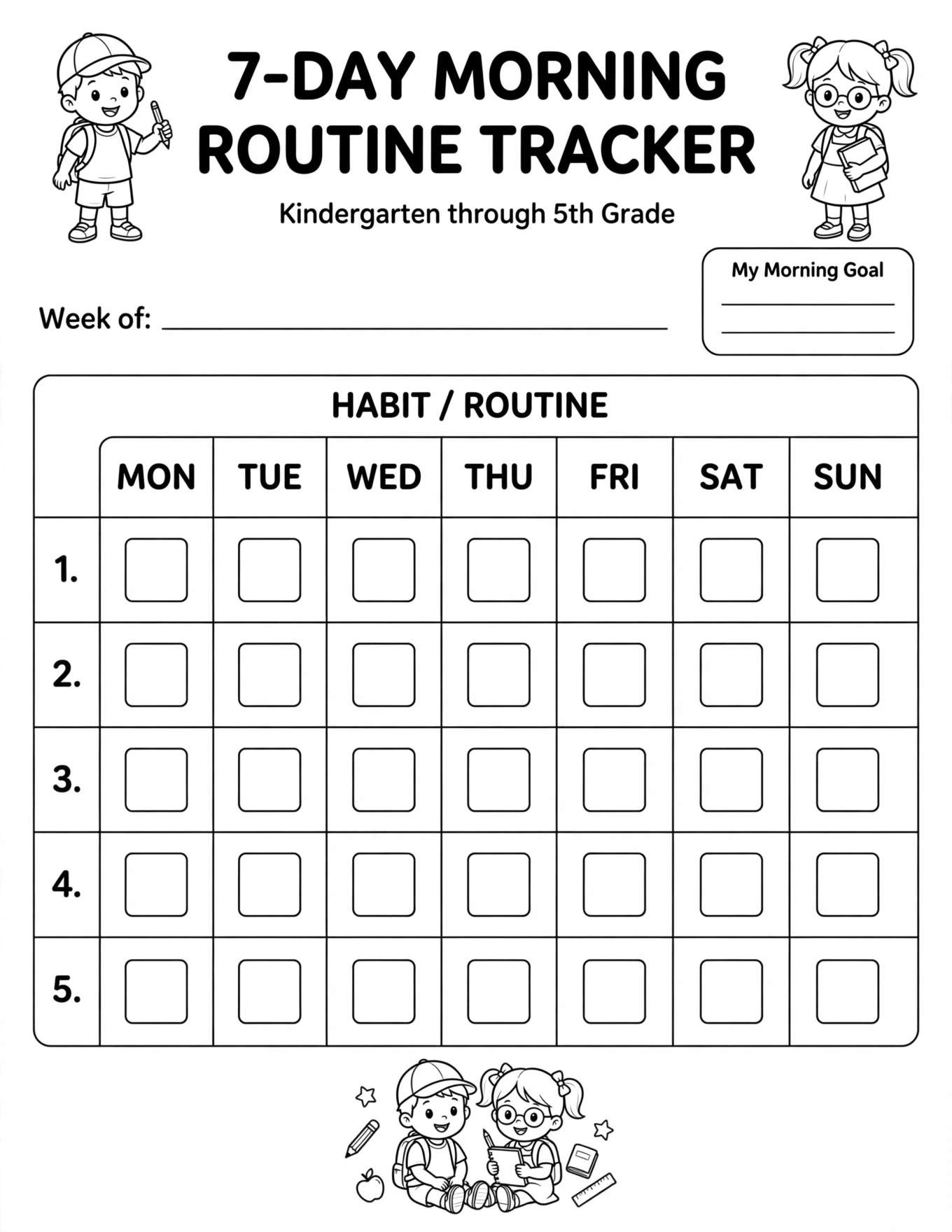 Morning Routine Planner For Kids - MORNING ROUTINE FOR SCHOOL DAYS