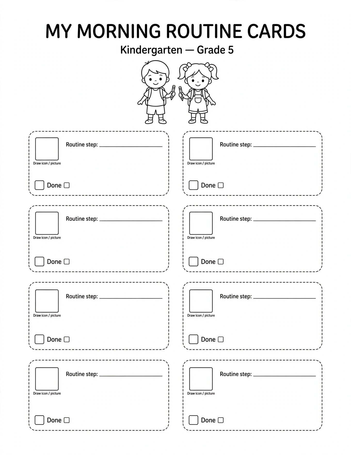 Morning Routine Planner For Kids - 7-DAY MORNING ROUTINE TRACKER