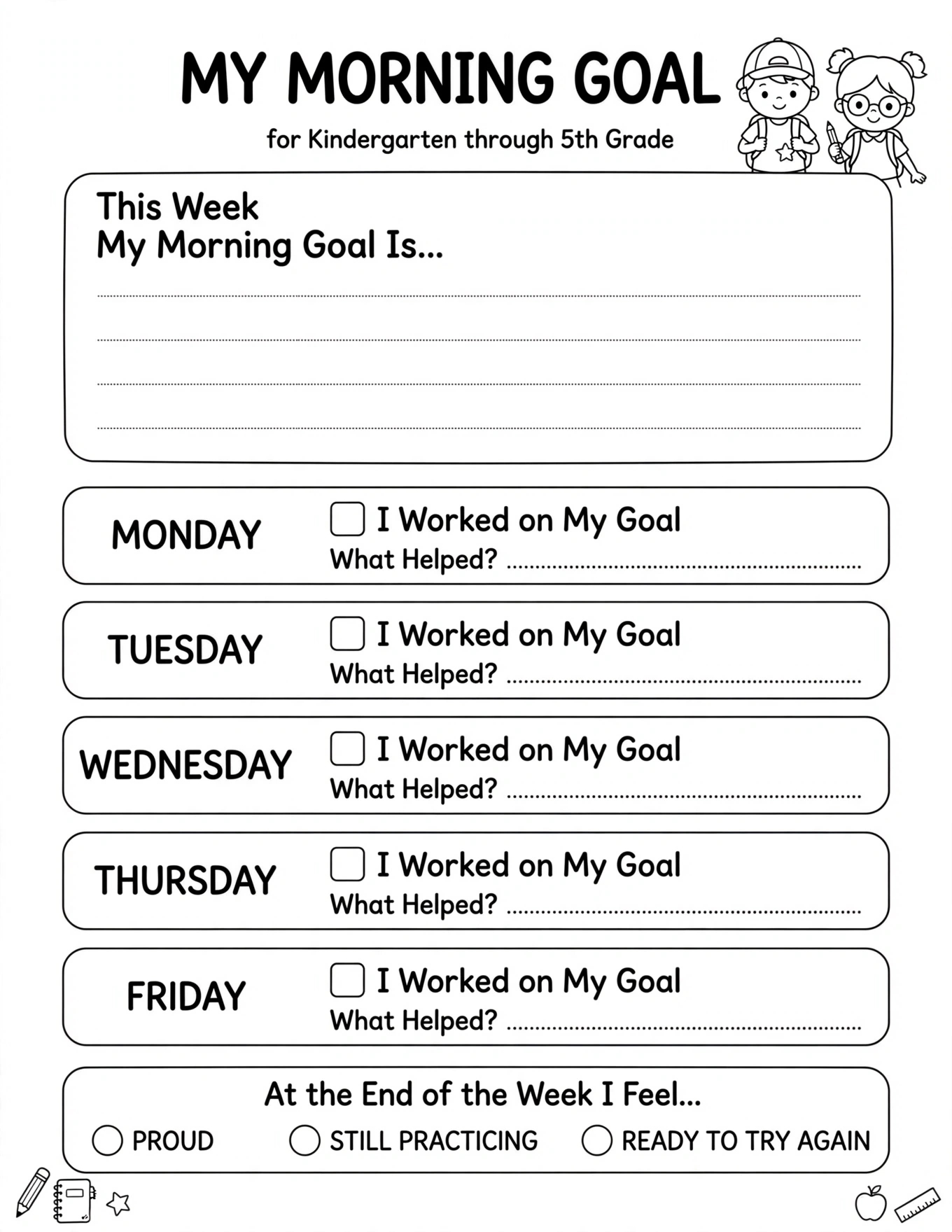 Morning Routine Planner For Kids - DON’T FORGET!