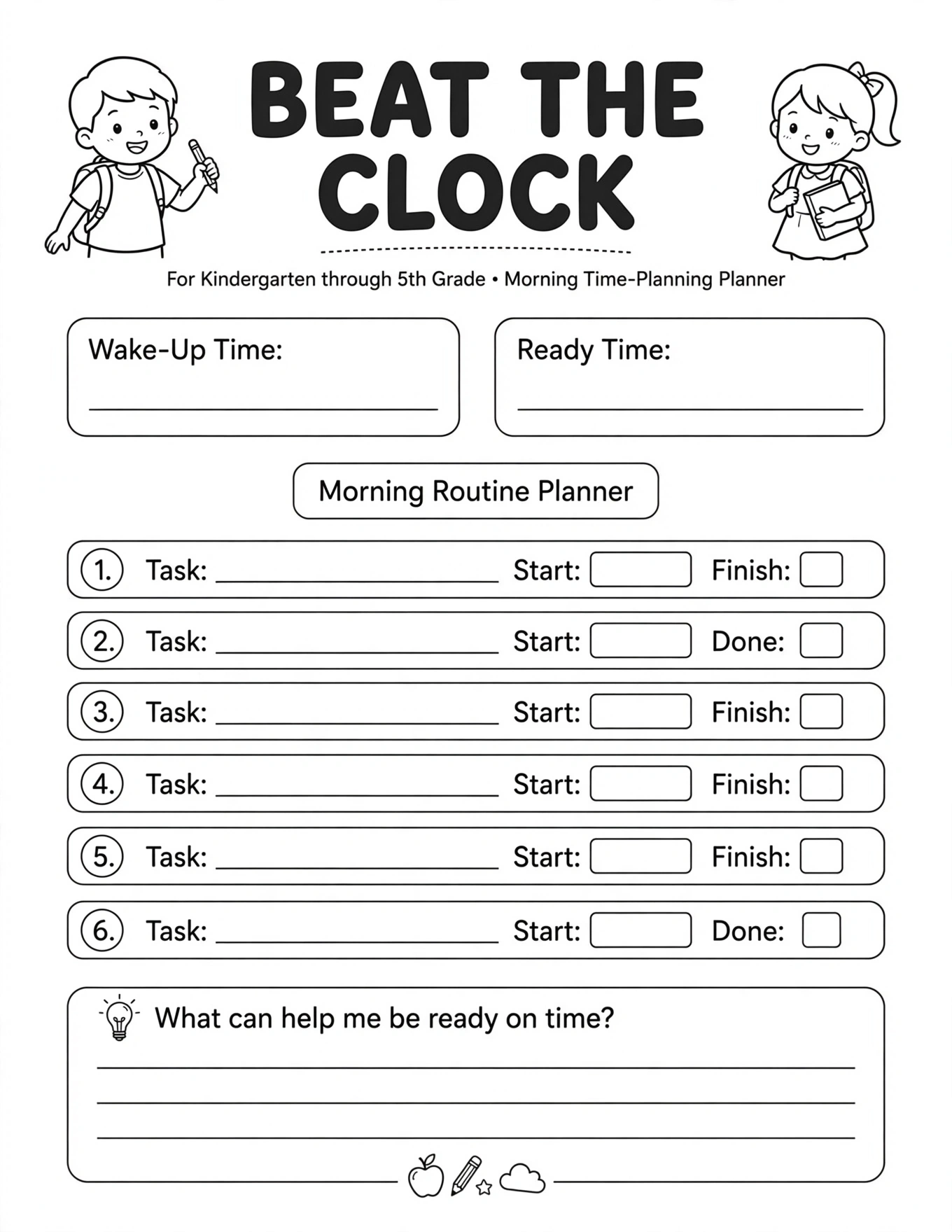 Morning Routine Planner For Kids - MY MORNING ROUTINE CHALLENGE