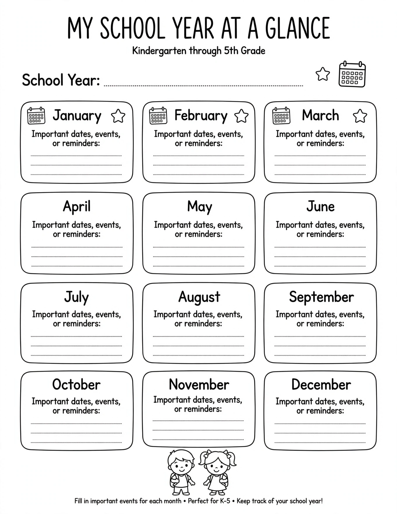 My School Year Planner - MY SCHOOL YEAR AT A GLANCE