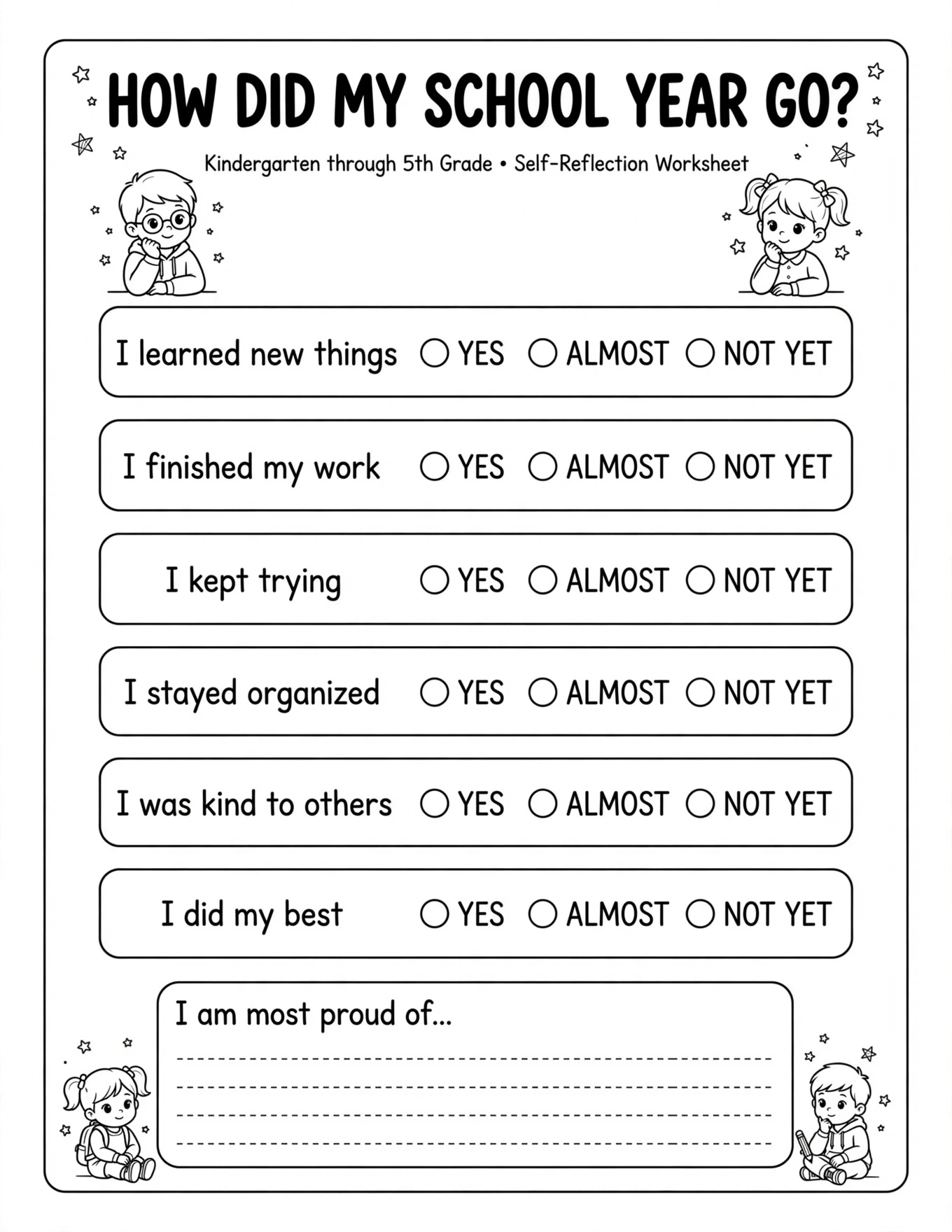 My School Year Planner - END OF YEAR REFLECTION