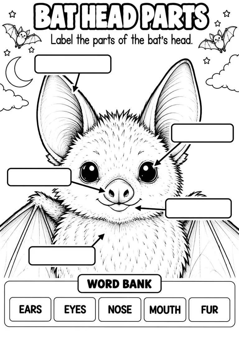 BAT HEAD PARTS for Kindergarten, 1st Grade