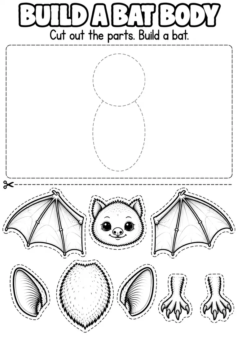 BUILD A BAT BODY for Kindergarten, 1st Grade