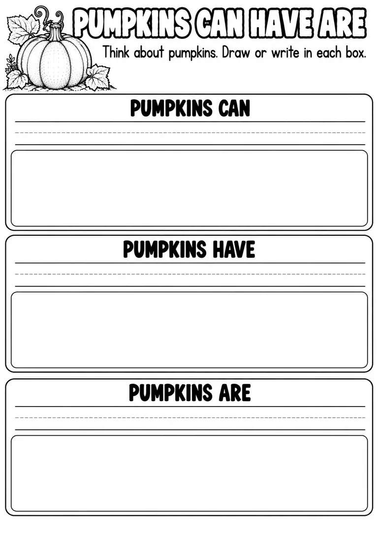 PUMPKINS CAN HAVE ARE for Pre-K, Kindergarten, 1st Grade