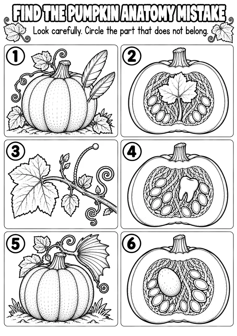 FIND THE PUMPKIN ANATOMY MISTAKE for Pre-K, Kindergarten, 1st Grade