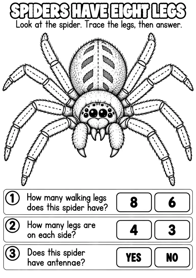 SPIDERS HAVE EIGHT LEGS for Pre-K, Kindergarten, 1st Grade