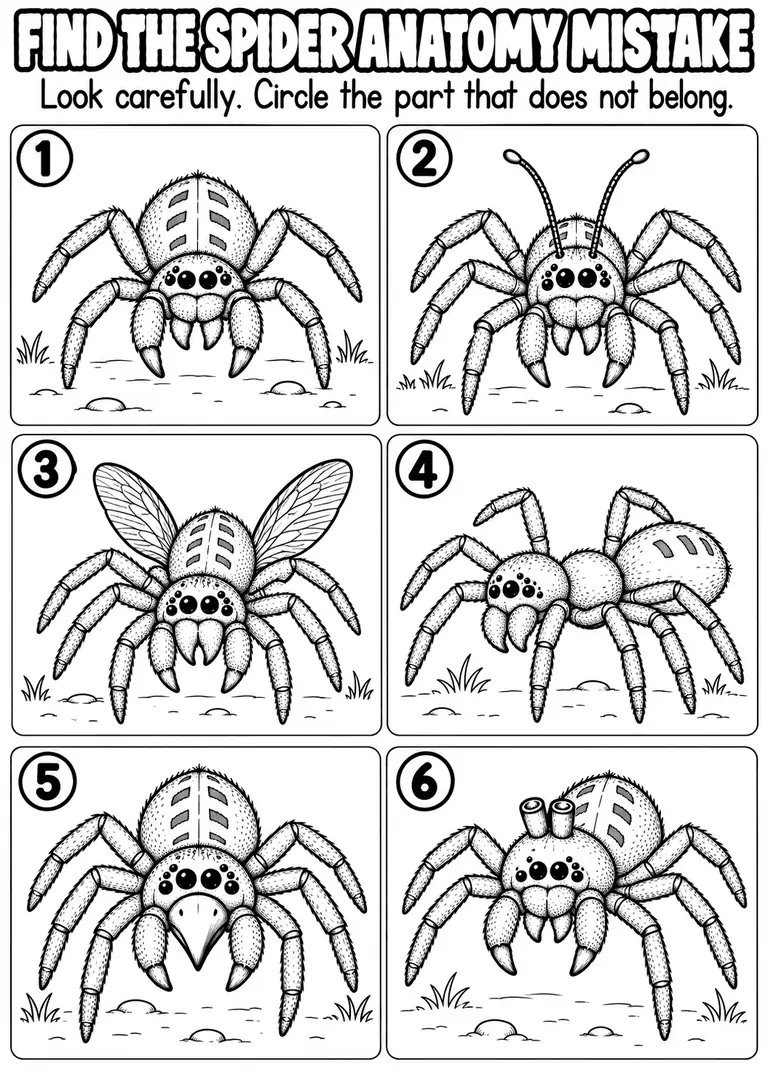 FIND THE SPIDER ANATOMY MISTAKE for Pre-K, Kindergarten, 1st Grade