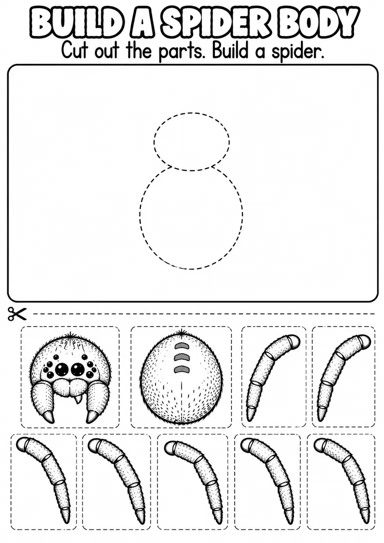 BUILD A SPIDER BODY for Pre-K, Kindergarten, 1st Grade