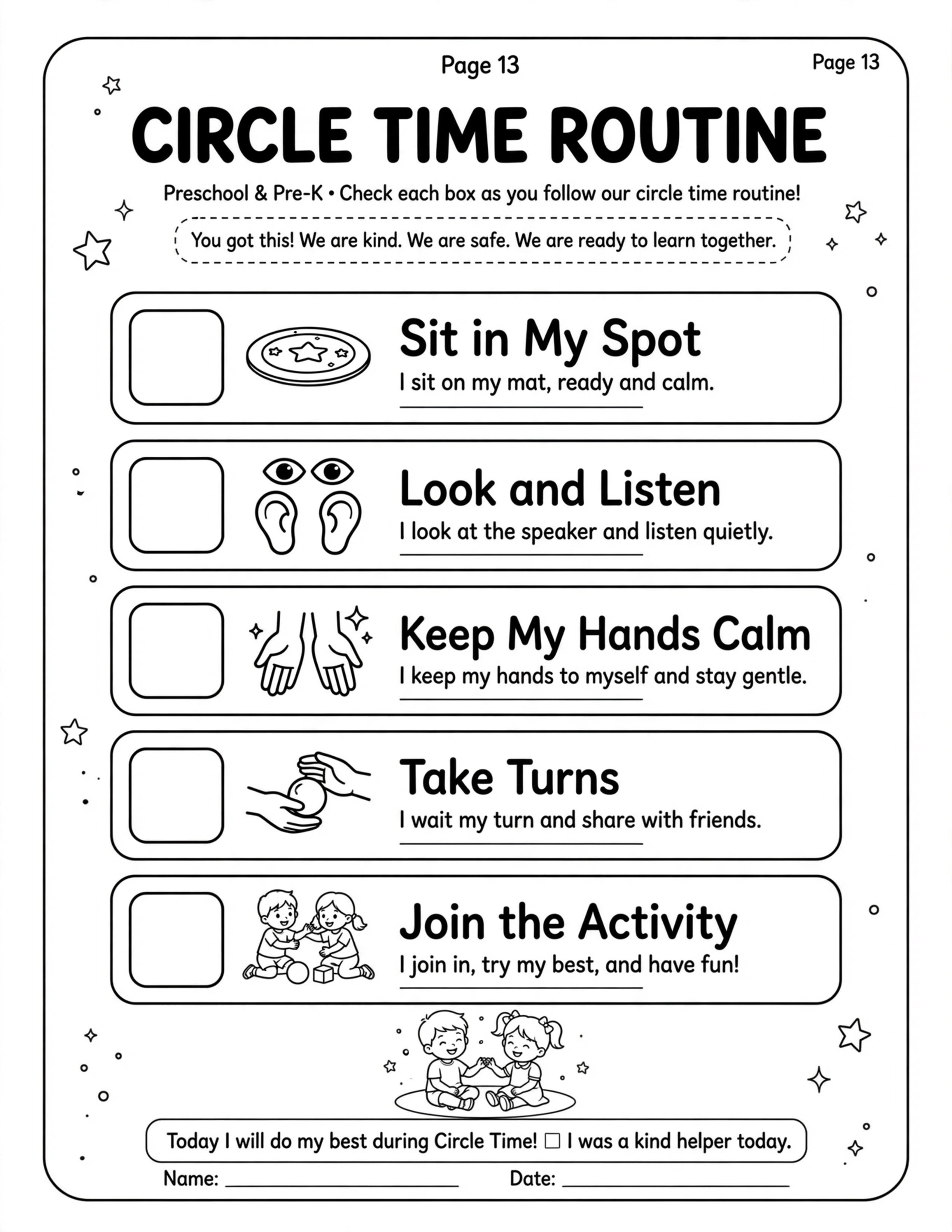 Preschool Routine Planner - GET DRESSED ROUTINE