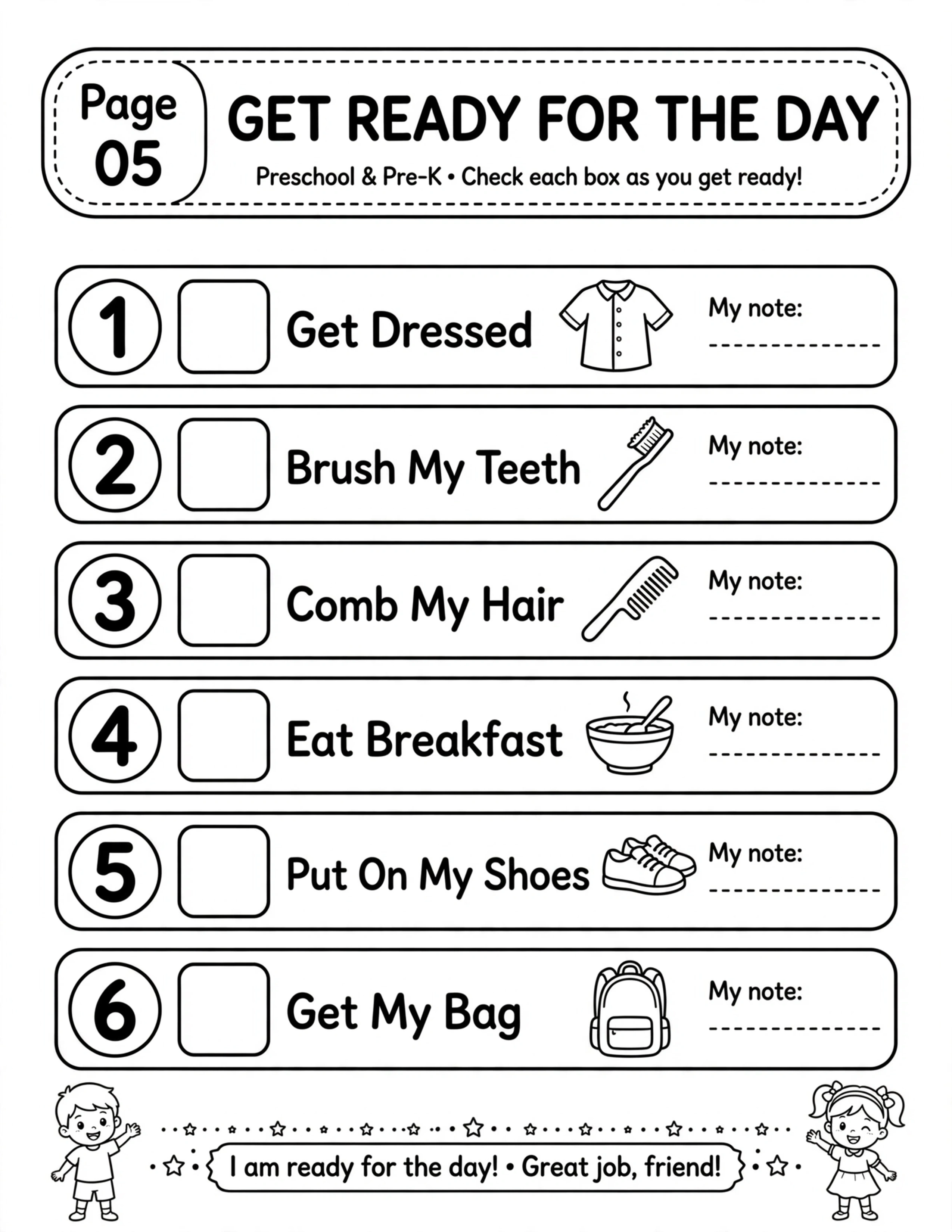 Preschool Routine Planner - BREAKFAST ROUTINE