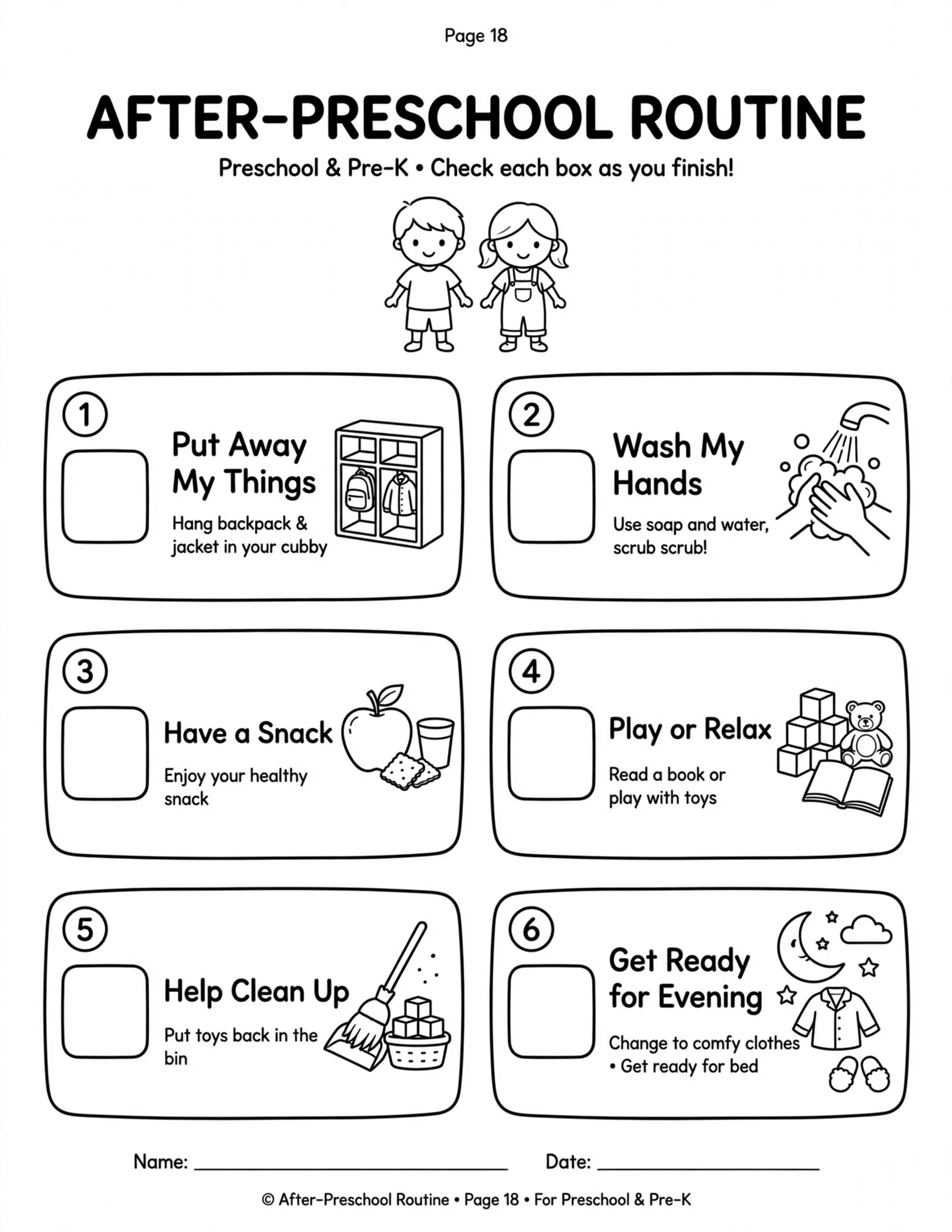 Preschool Routine Planner - MY EVENING ROUTINE